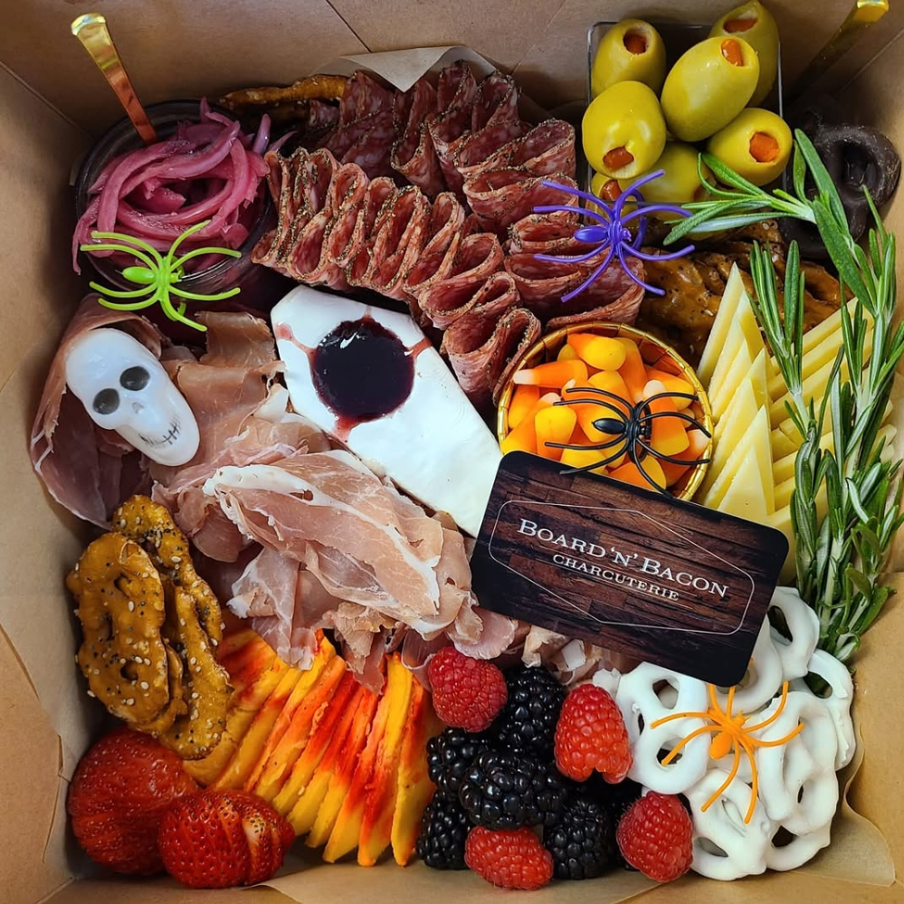Boo Box with meat, cheese, and halloween candy