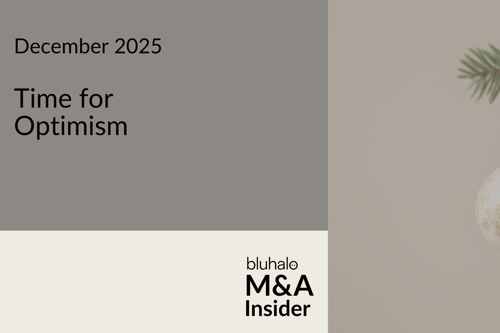 Time for Optimism | M&amp;A Insider | December 2025 