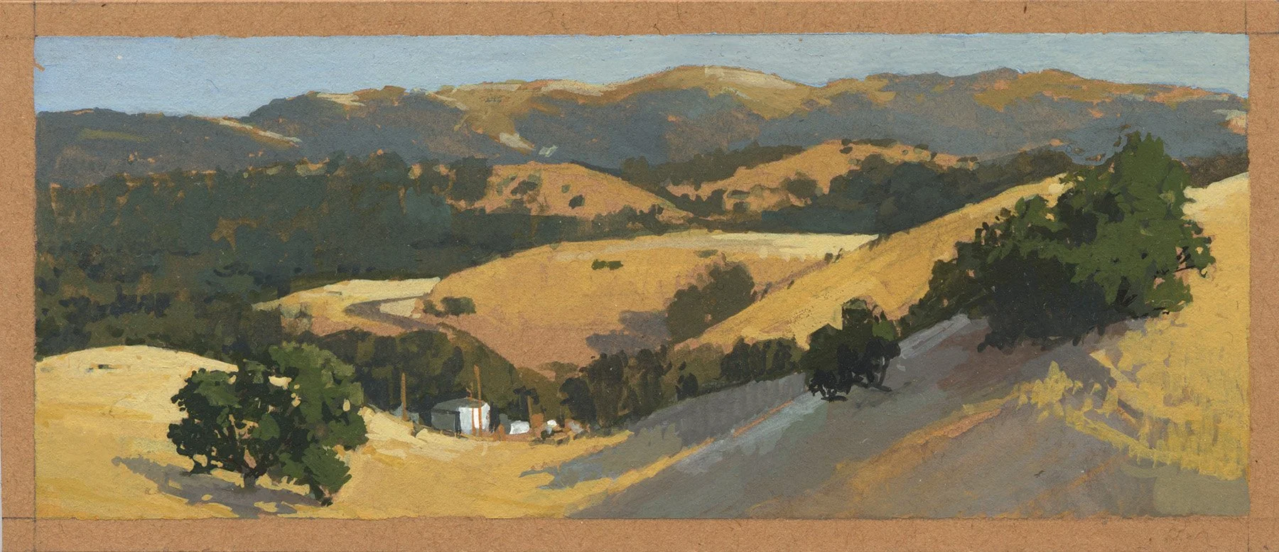 LaFayette, CA - 2 x 6 in - gouache