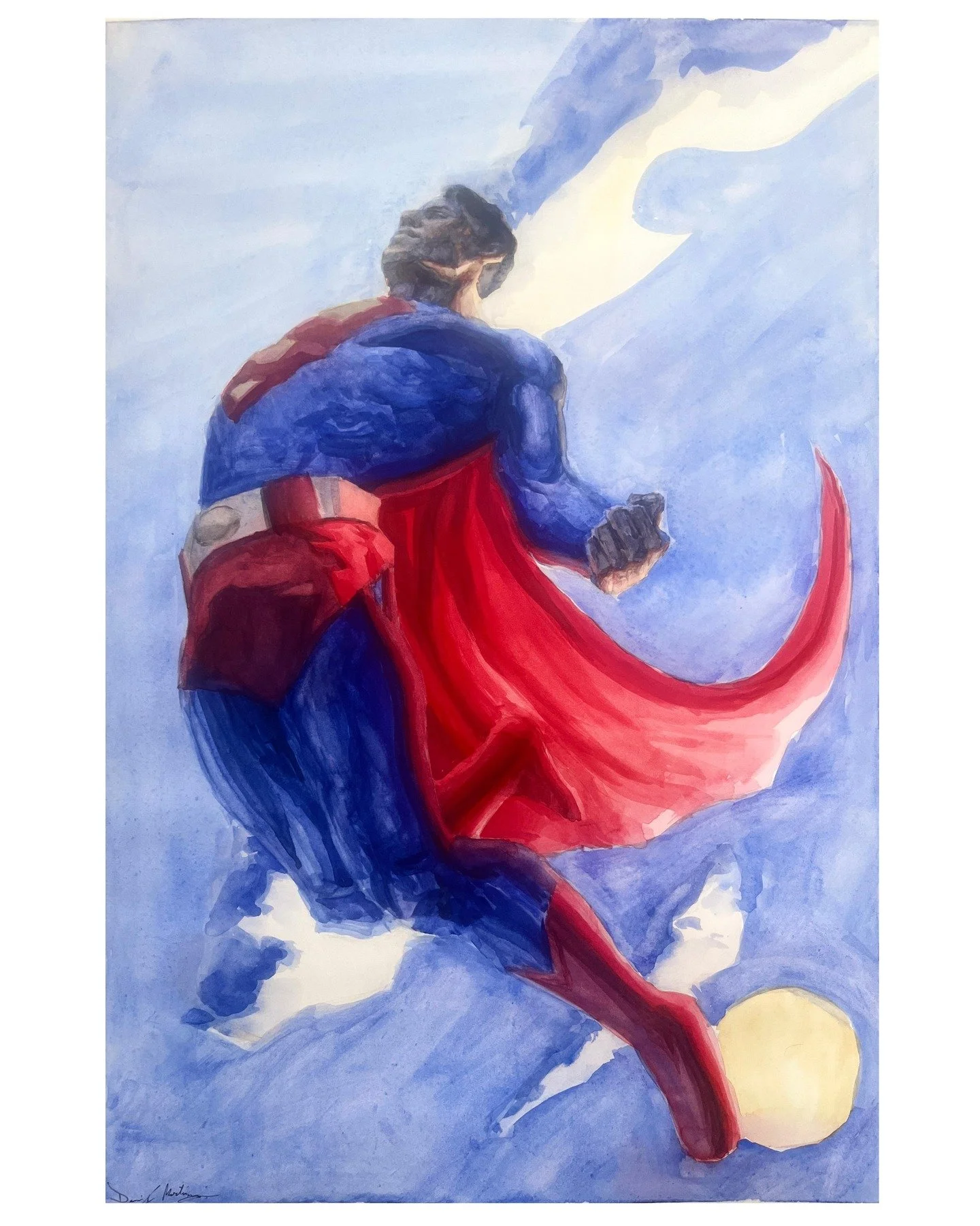 Superman illustration with handmade watercolors on Stonehenge Aqua Paper.
Most of you know that I'm a big Spider-Man fan but before that, Superman was my favorite. I went to preschool everyday wearing a Superman cape and I watched his cartoons all th