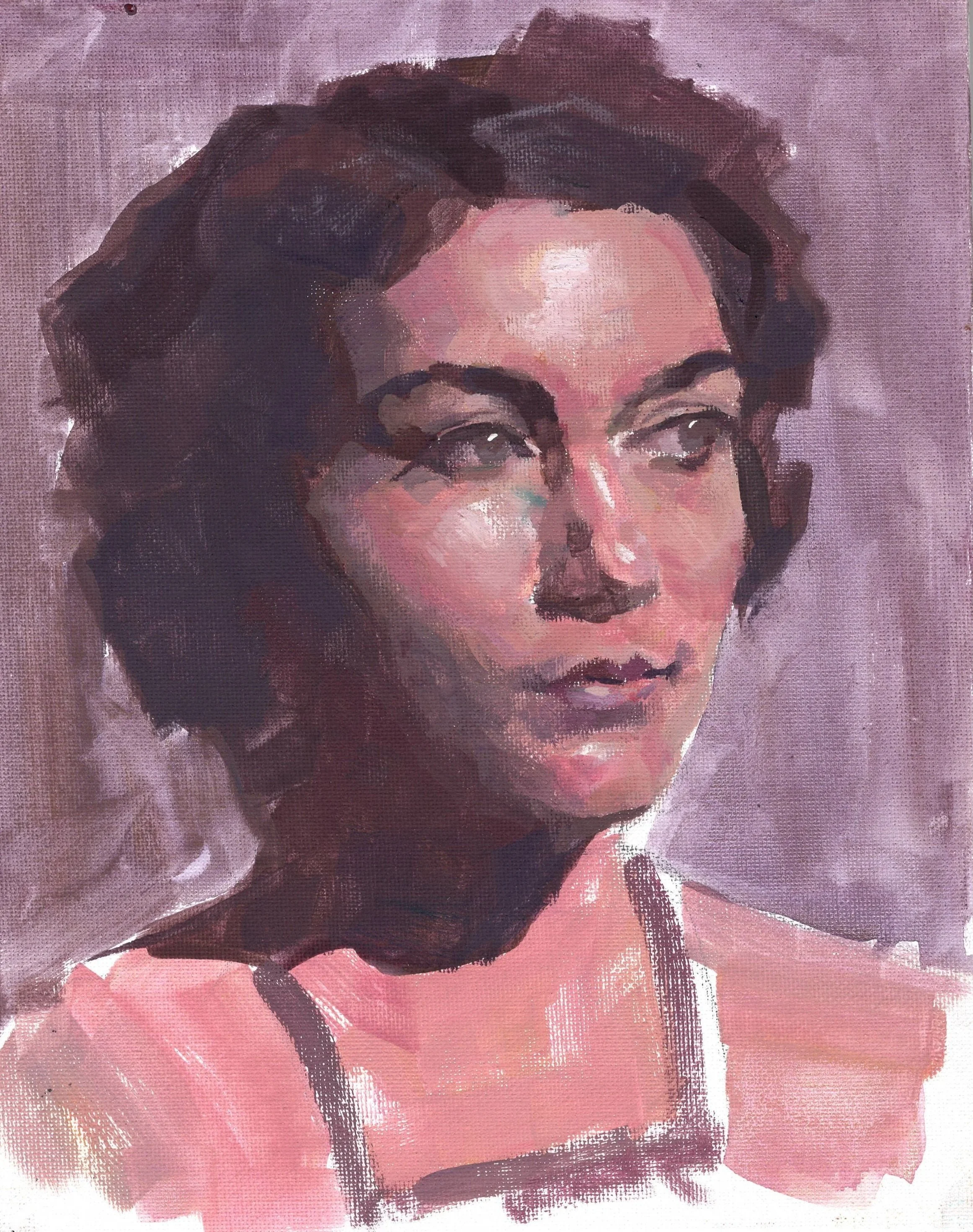 Christine - 10"x8", Casein paint on canvas over panel