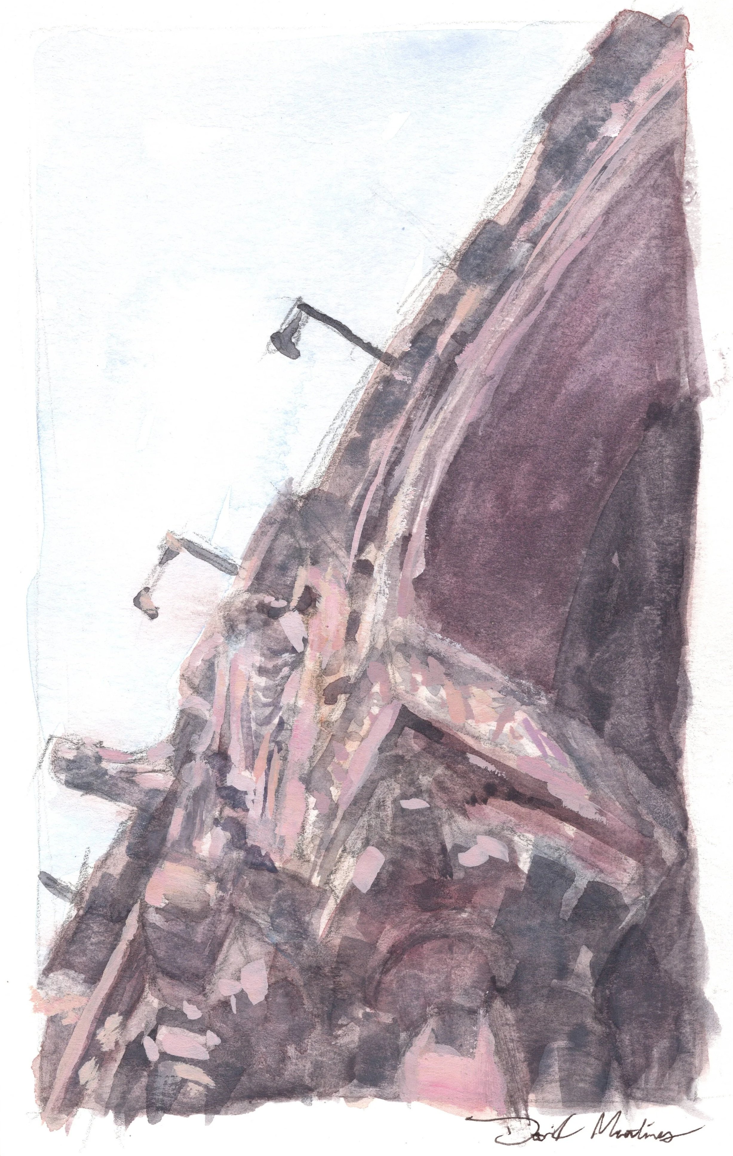Trinity Church (plein air) - 9"x6", Watercolor and casein on paper