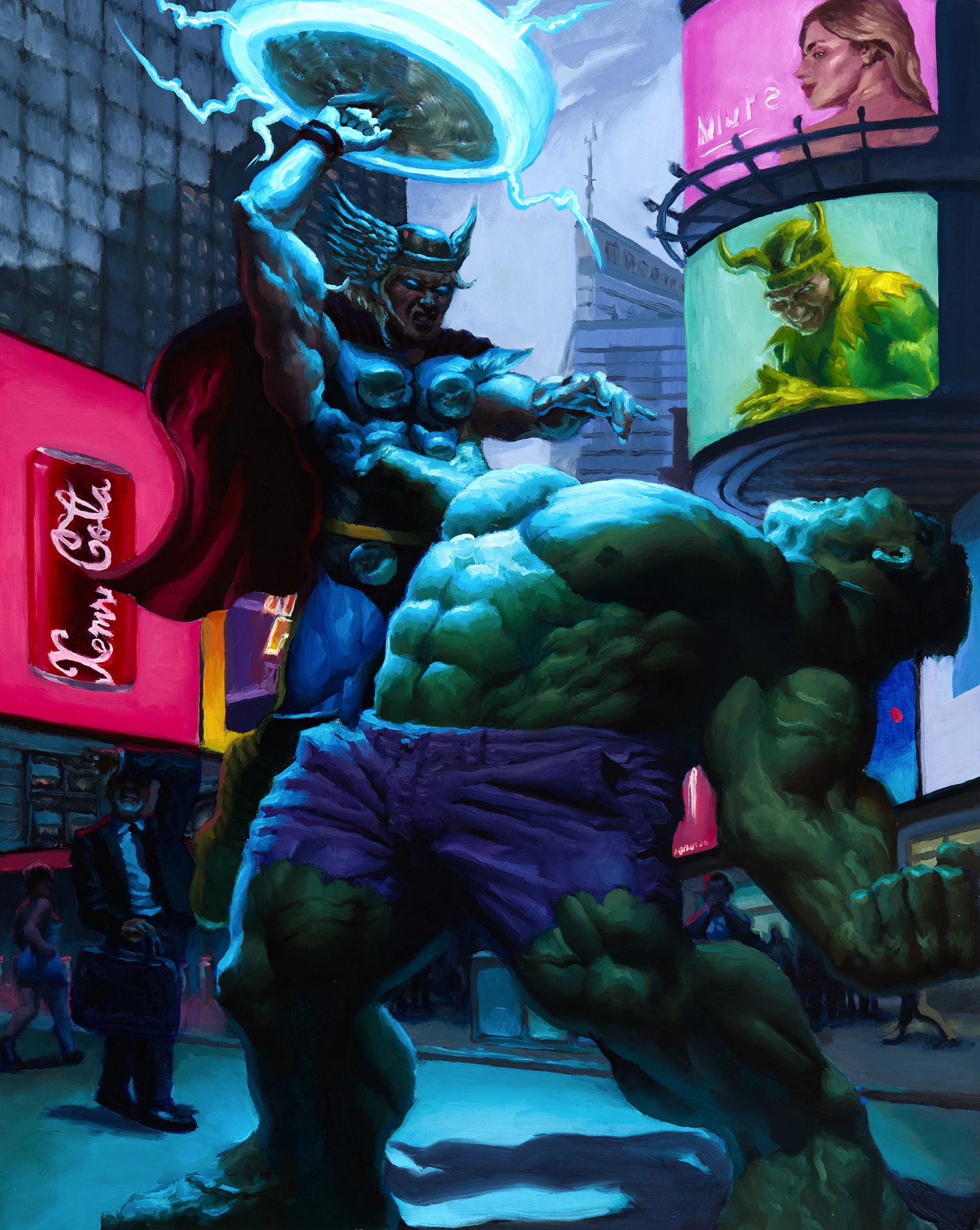 Hulk V Thor - 20" x 16", aluminum panel