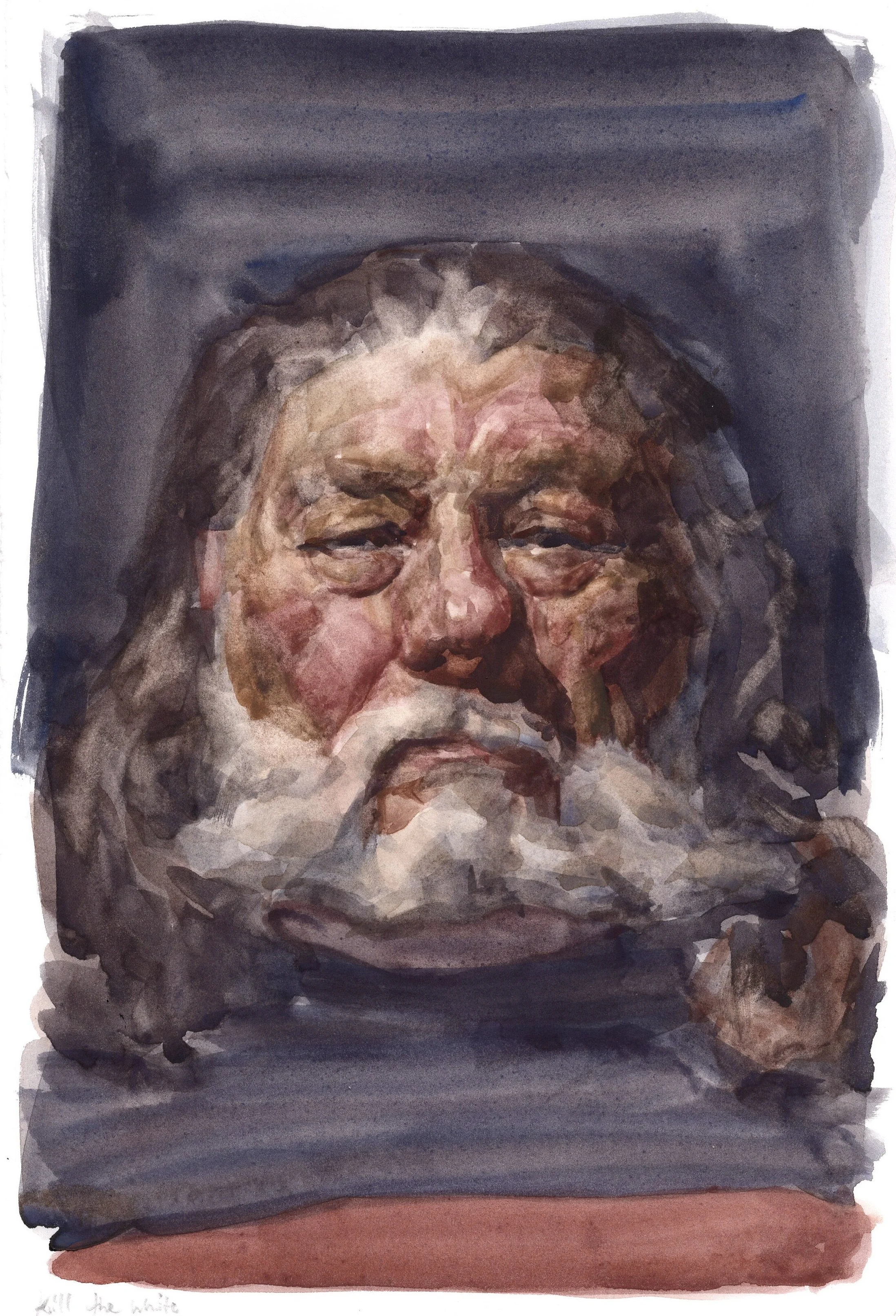 Bearded Man - 11"x7.25", Handmade watercolor on paper