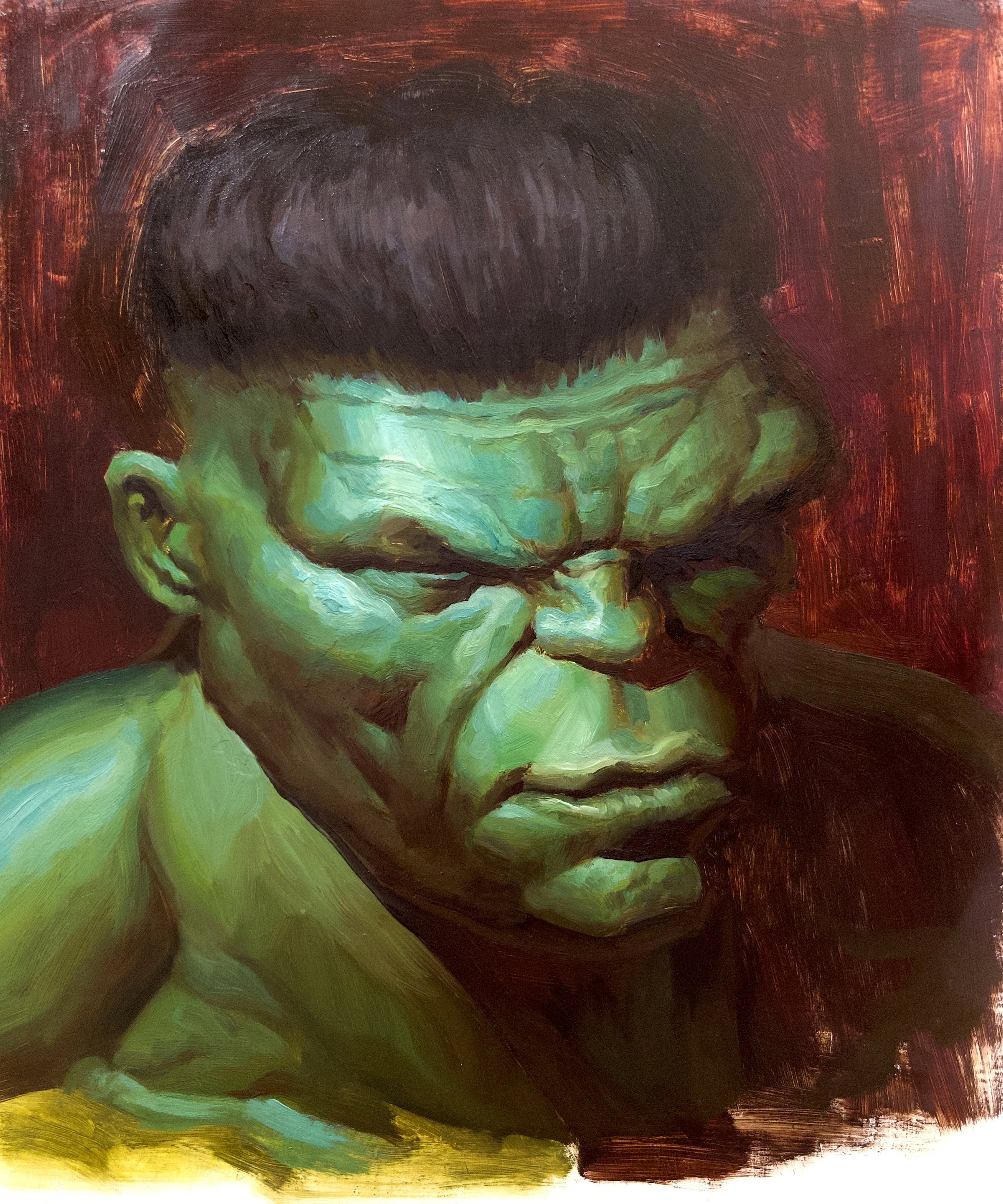 Hulk - 17.875" x 15.0625" Oil on board