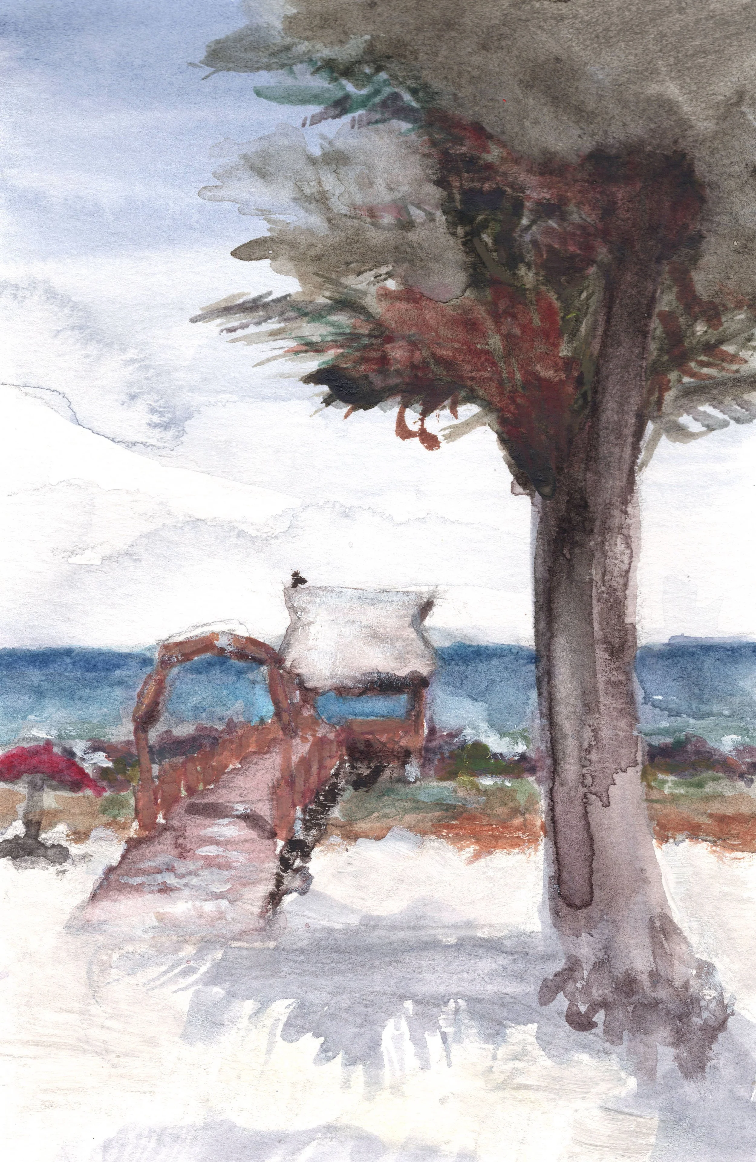 Cancun Dock - 9"x6", Watercolor on paper