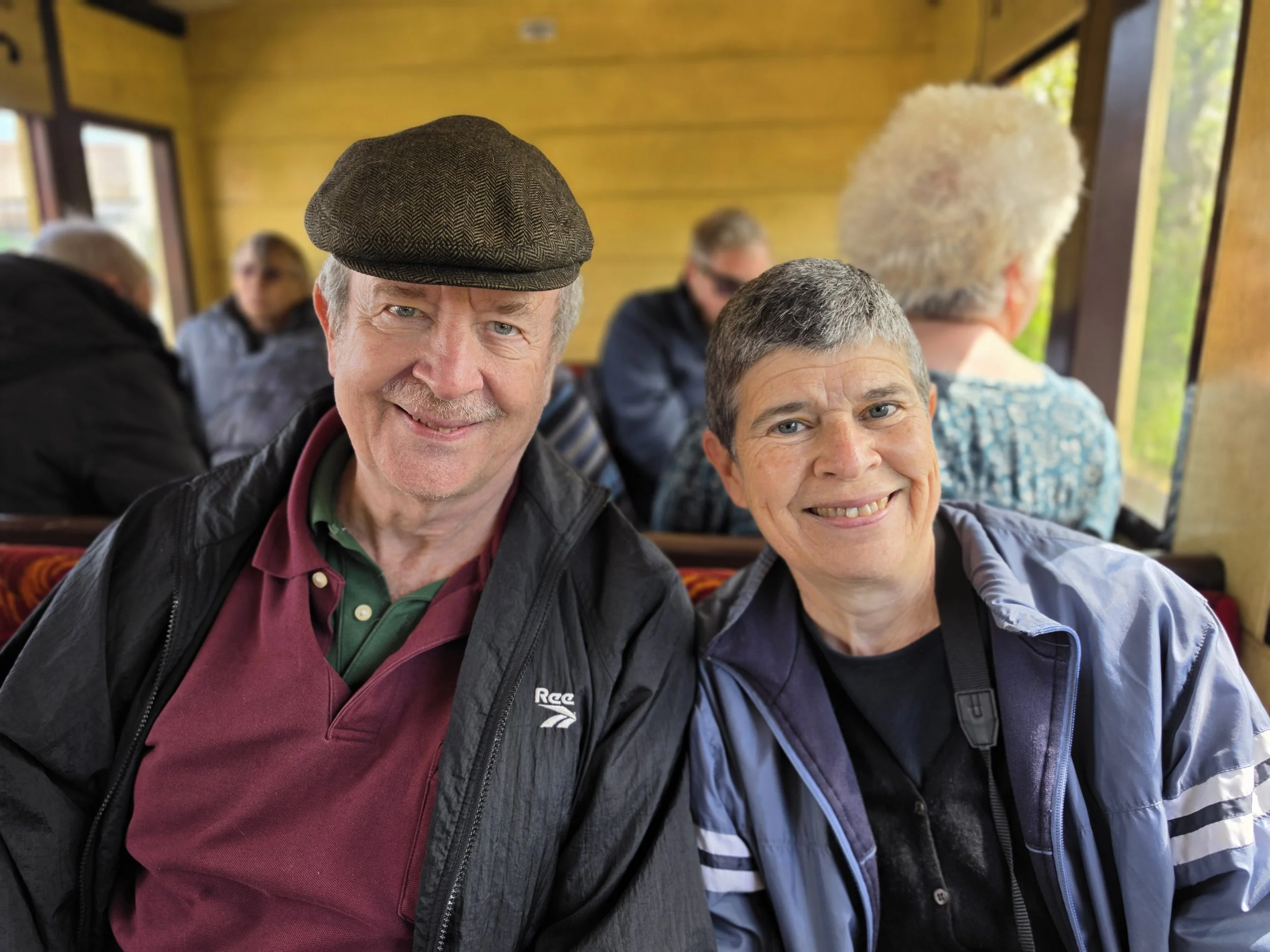 Kevin Kelly and Nan McMurray on the train.