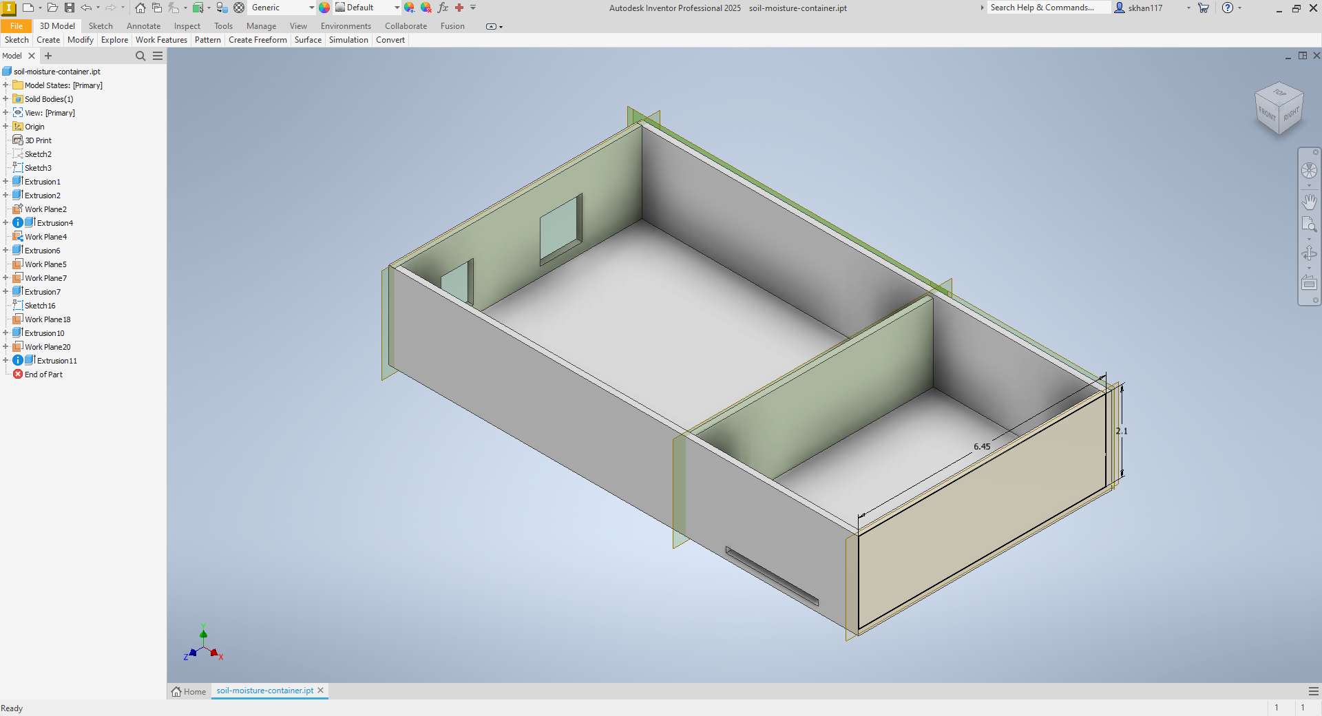 Soil Moisture Detector Compartment (With AutoCAD Inventor)