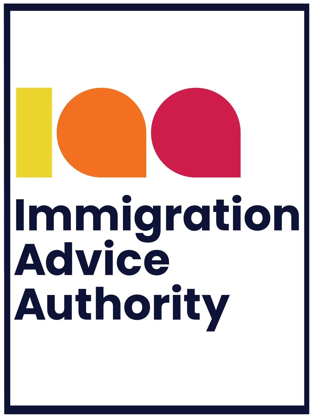 Logo of the Immigration Advice Authority with colorful shapes and bold text