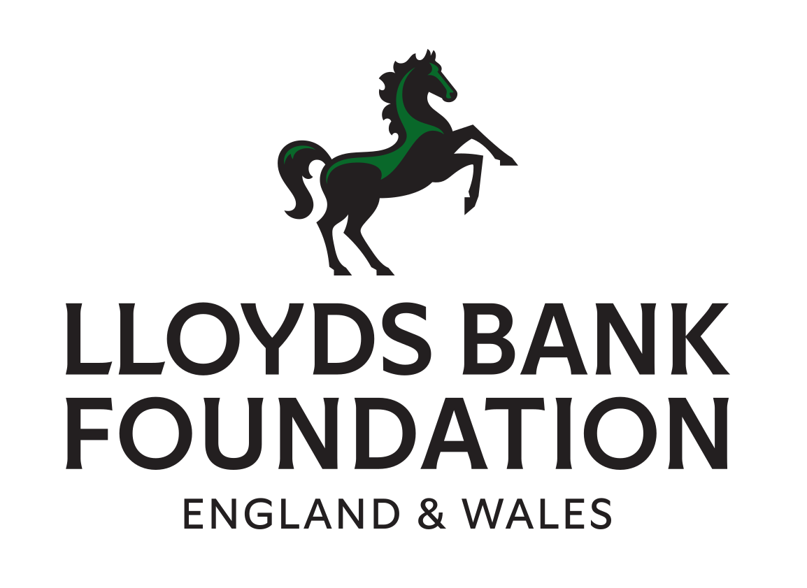 Lloyds Bank Foundation logo featuring a black horse with green accents and the text 'Lloyds Bank Foundation England & Wales'.