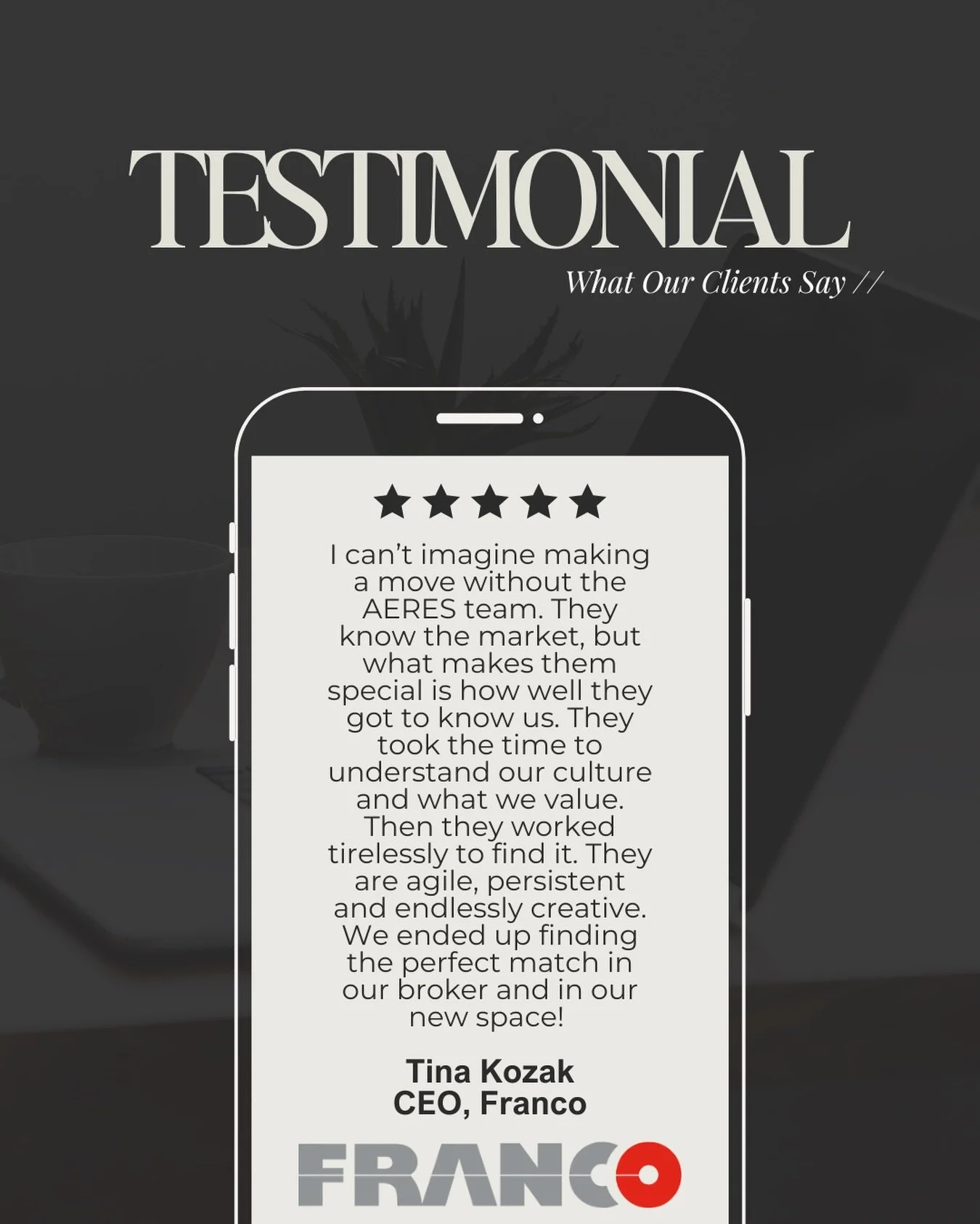 Honored to have partnered with Tina and the incredible team at @franco_detroit on their Detroit relocation. An inspiring group of women, a true pleasure to work alongside, and recently featured in Crain&rsquo;s Detroit. We&rsquo;re proud to have help