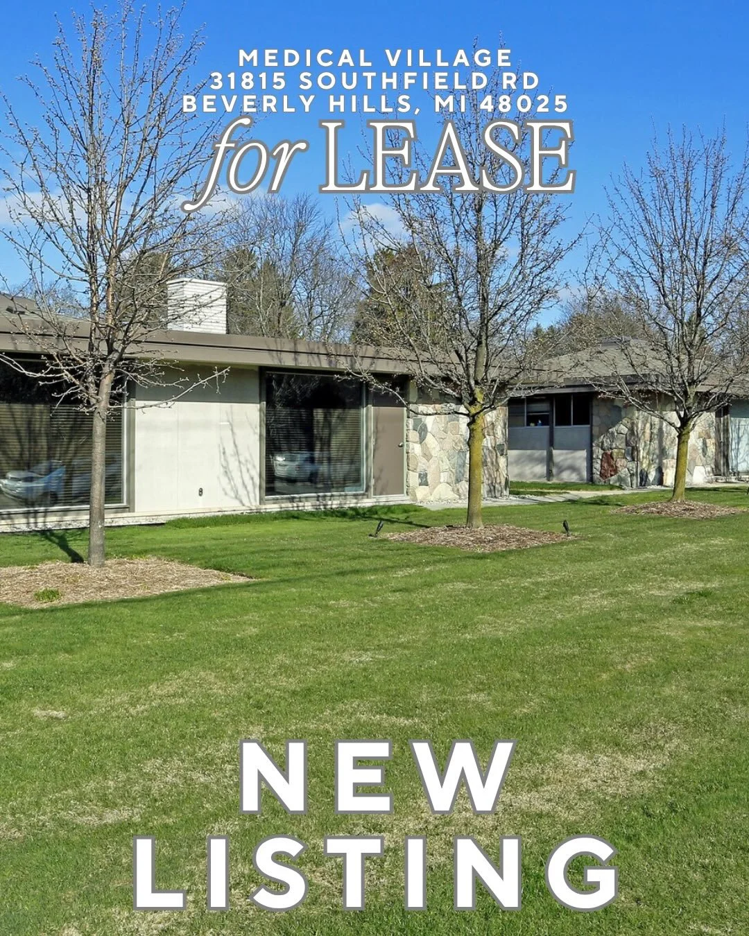 A natural fit for care + wellness.

Medical Village
31815 Southfield Rd | Beverly Hills, MI

3,060 SF available. Perfect for medical, med spa, or therapy users. Positioned on Southfield Rd, just minutes from downtown Birmingham.

Now leasing. Reach o