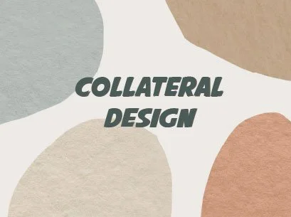 Graphical design with abstract shapes and the words 'Collateral Design' in bold text.