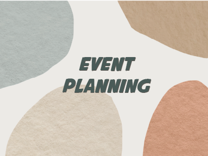 Design with abstract shapes and the text 'Event Planning' in bold, dark font.