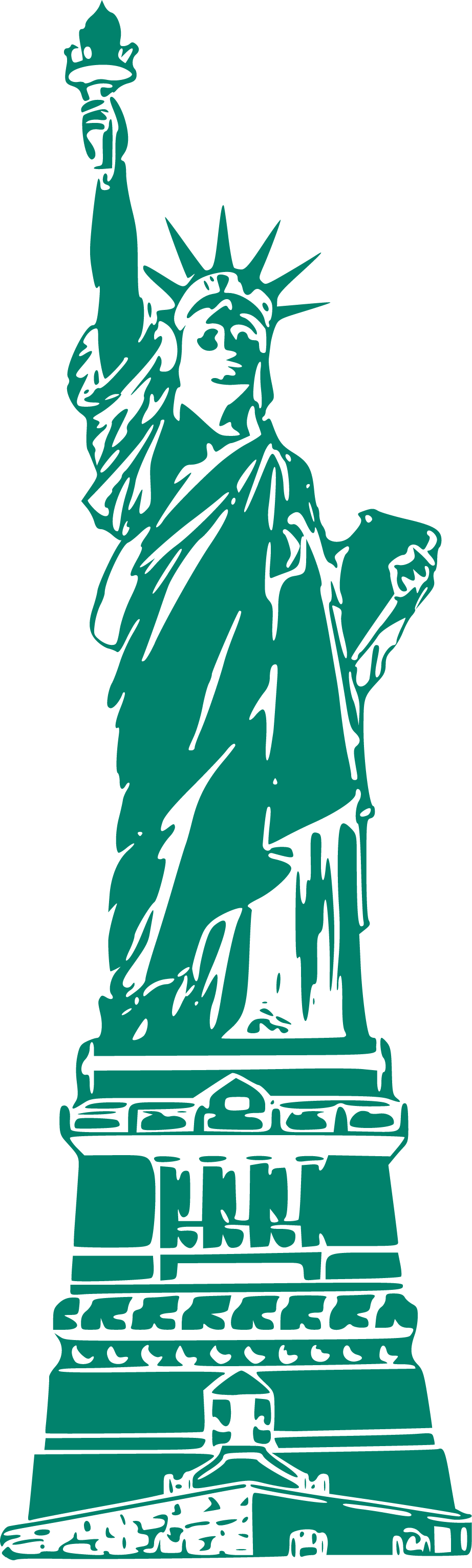 Green illustration of the Statue of Liberty