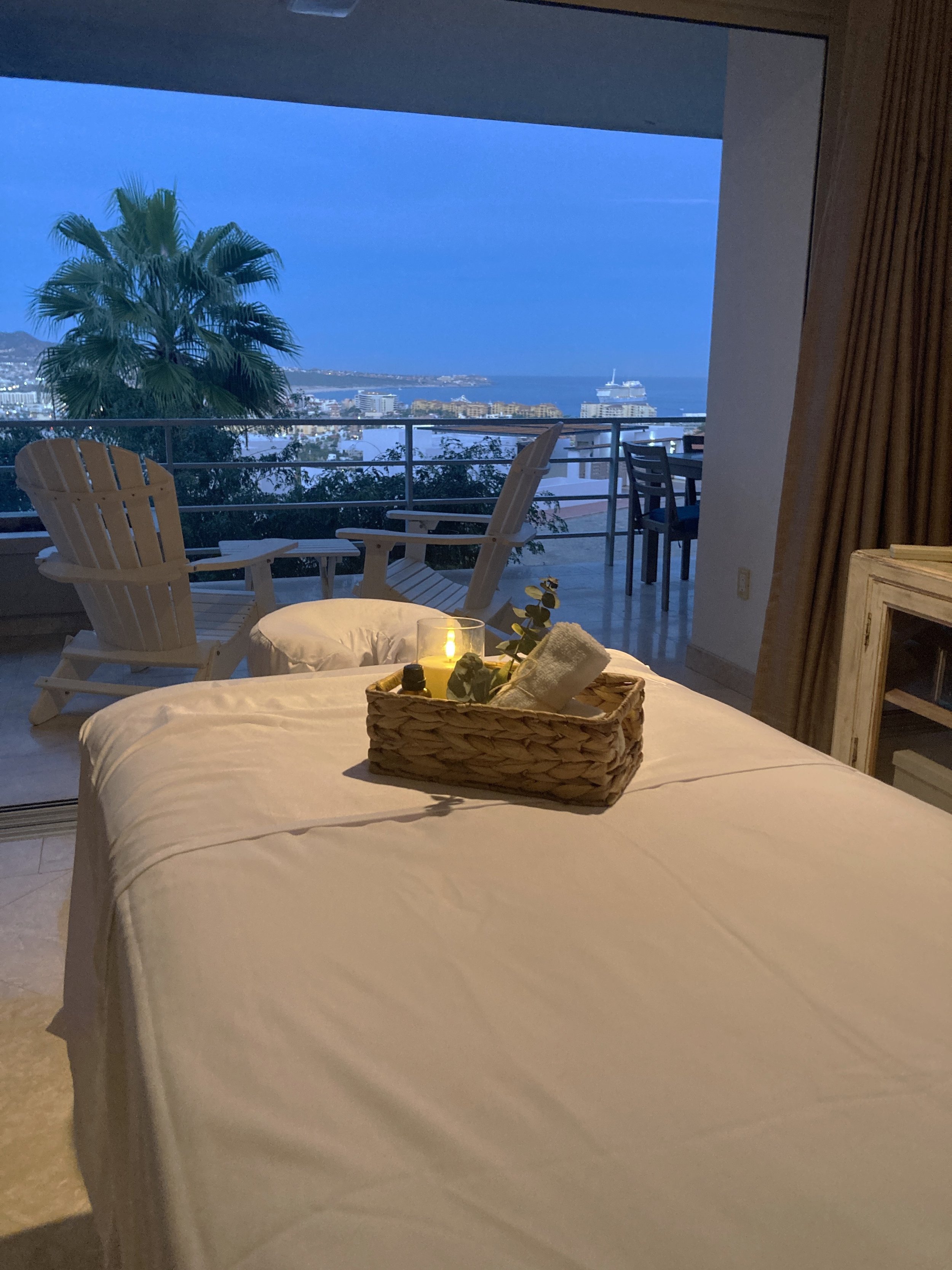 Mobile massage setup in a Los Cabos vacation rental