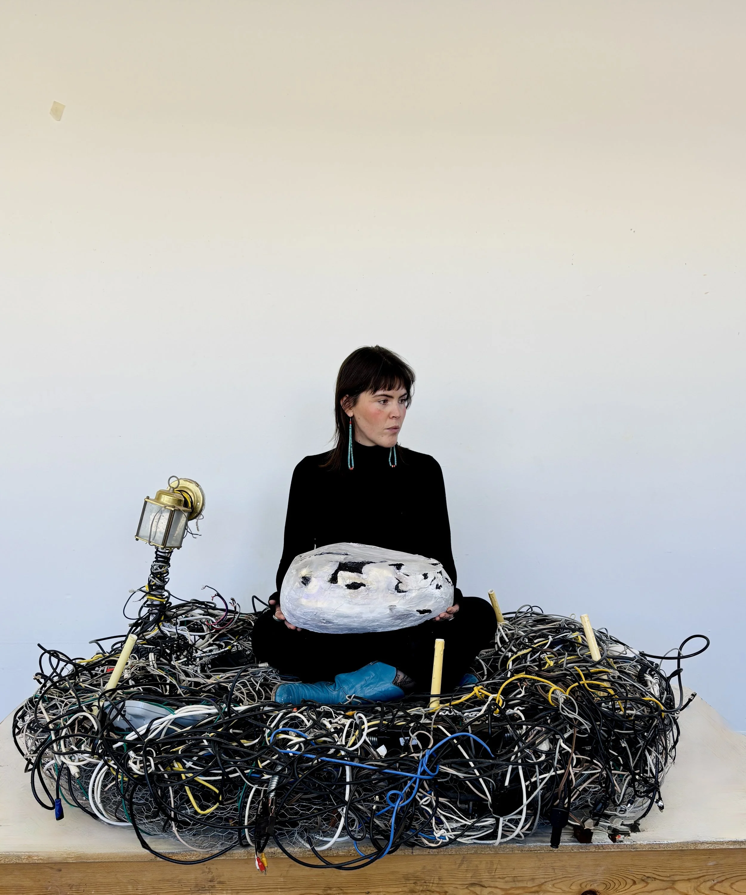 The Nest 
(Performance Still,  Shot at UNM Taos)
Chicken wire, cables, papier-mâché, acrylic paint
8 × 6 × 3 ft
2025