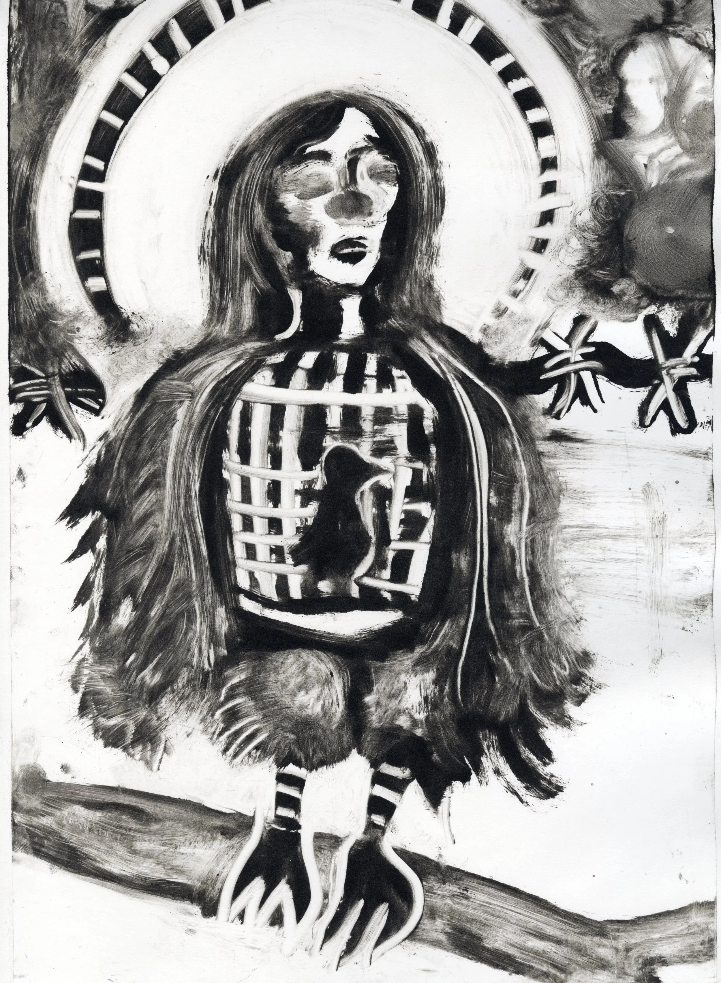 Caged  (Study)
Monoprint
11 x 8 ½ in 
2026