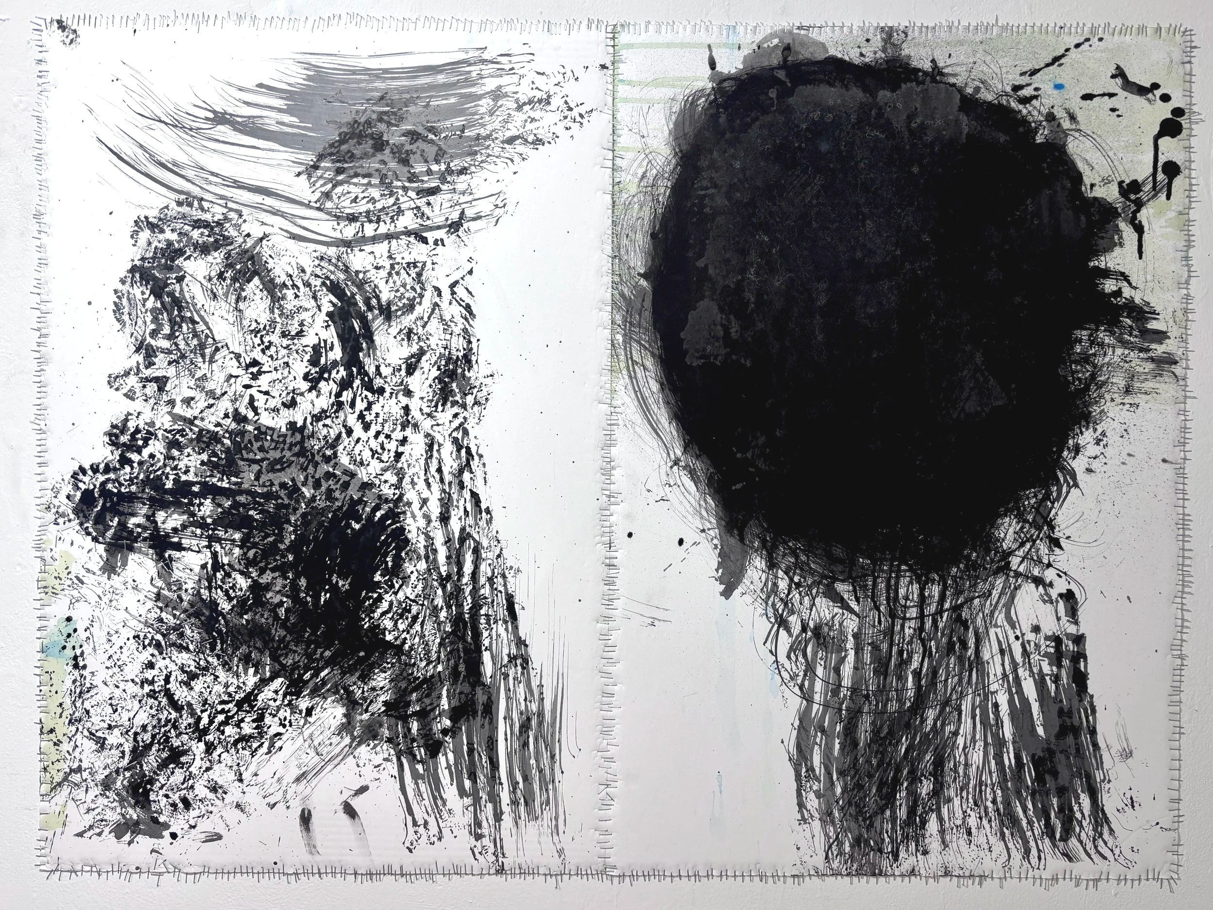 Installation Shot, School of Visual Arts, New York New York
Board, staples, India ink, lace 
48 x 36 in
2026