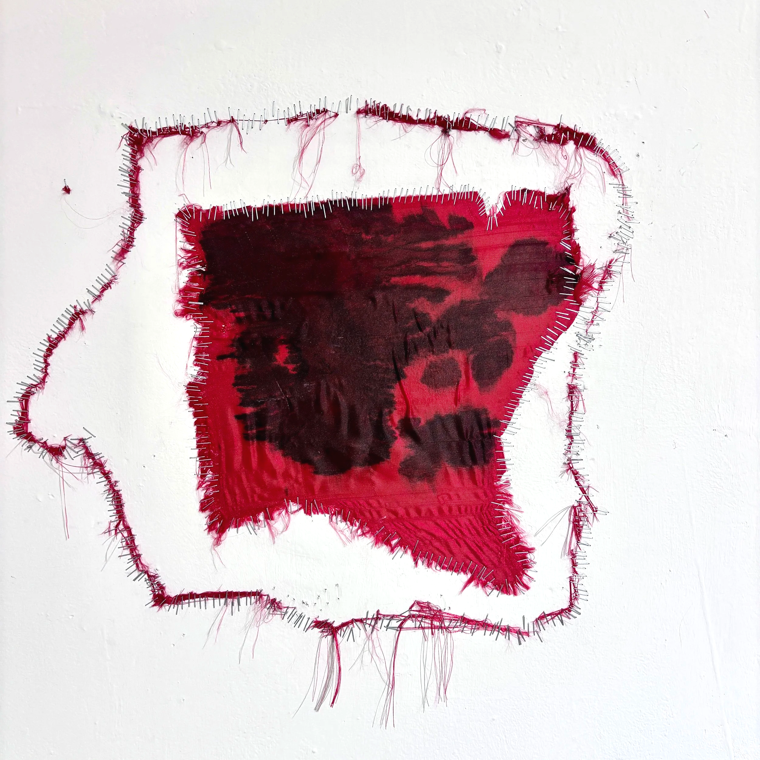 Installation Shot, School of Visual Arts, New York New York
Staples, India ink, silk, 
26 x 24 in
2026