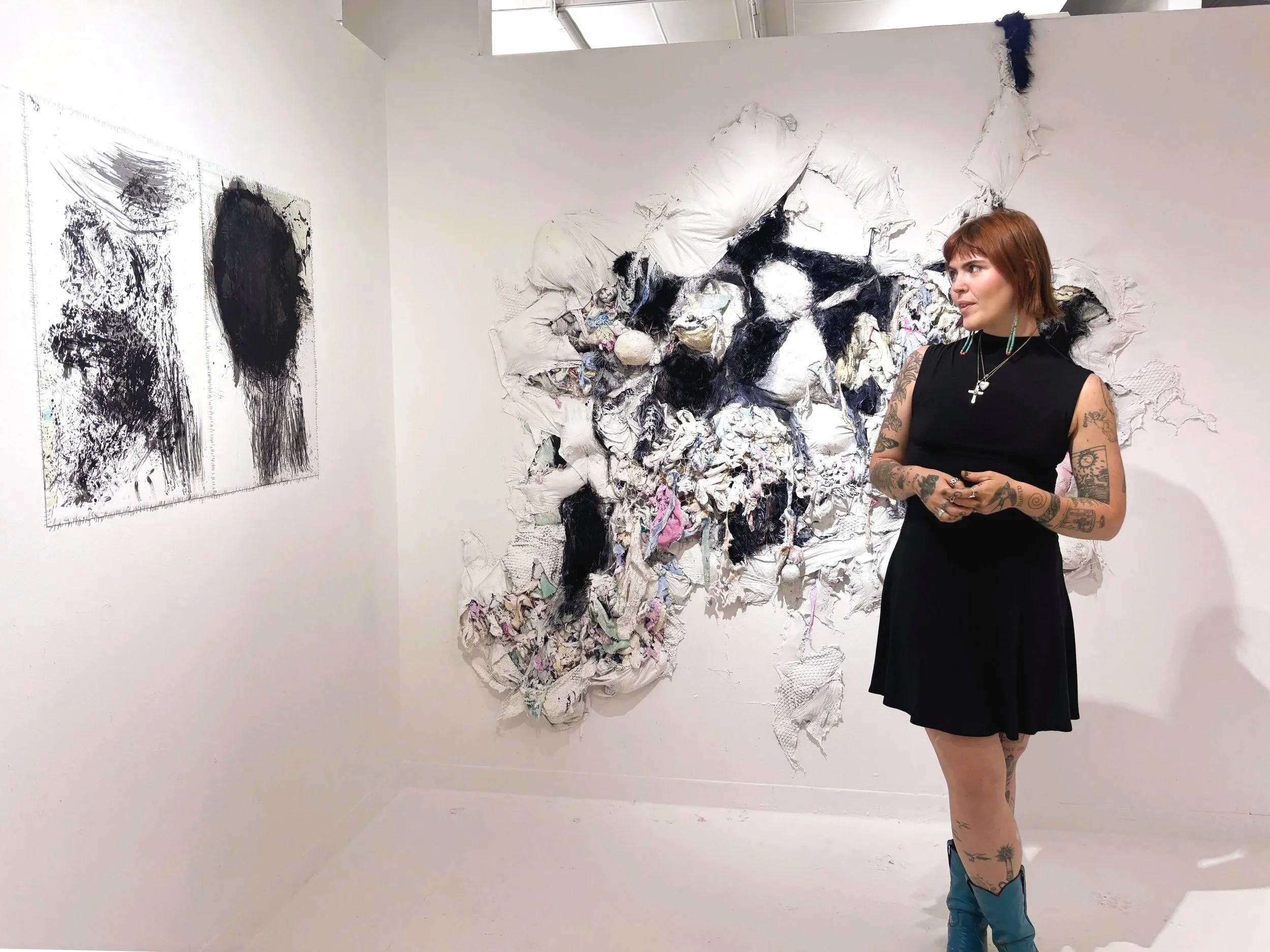 Installation Shot, School of Visual Arts, New York New York
Chicken wire, felt, bubble wrap, staples, India ink, silk, lace, paint
Dimensions variable
2026