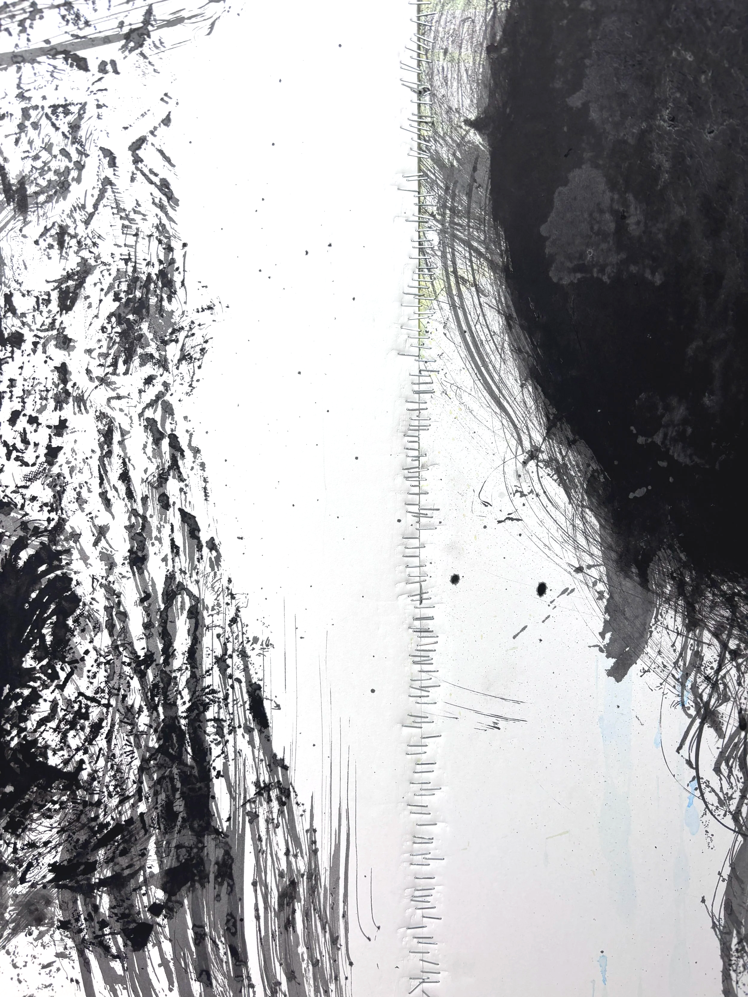 Installation Shot, School of Visual Arts, New York New York
Board, staples, India ink, lace 
48 x 36 in
2026