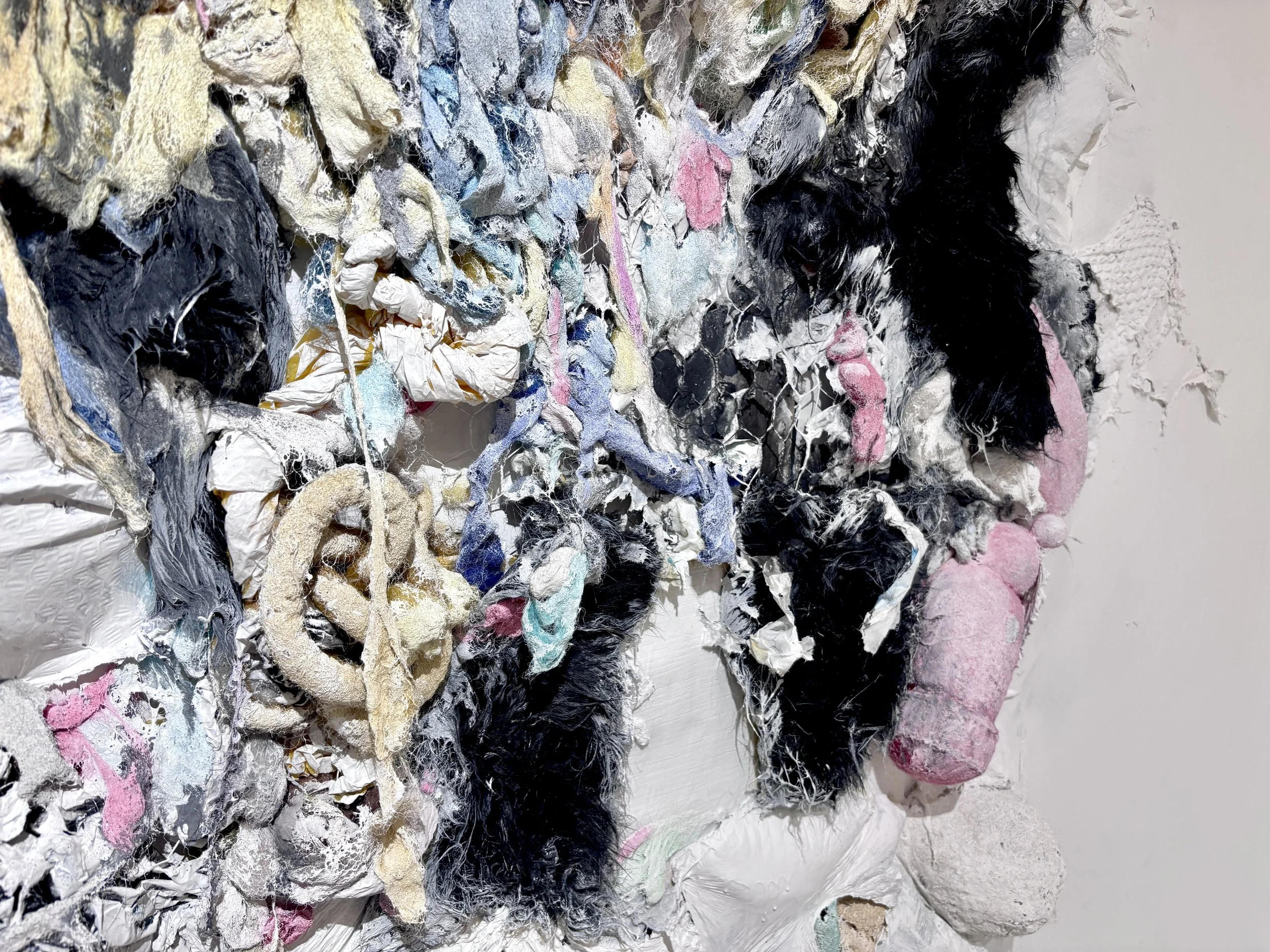 Installation Shot, School of Visual Arts, New York New York
Chicken wire, felt, bubble wrap, staples, India ink, silk, lace, paint
Dimensions variable
2026