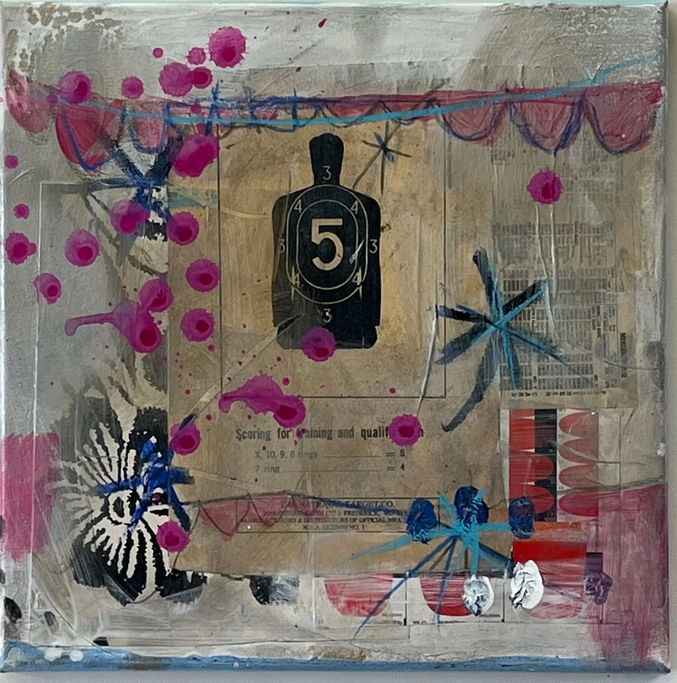 Acrylic & collage mixed media painting. Original by Bridget Walsh.