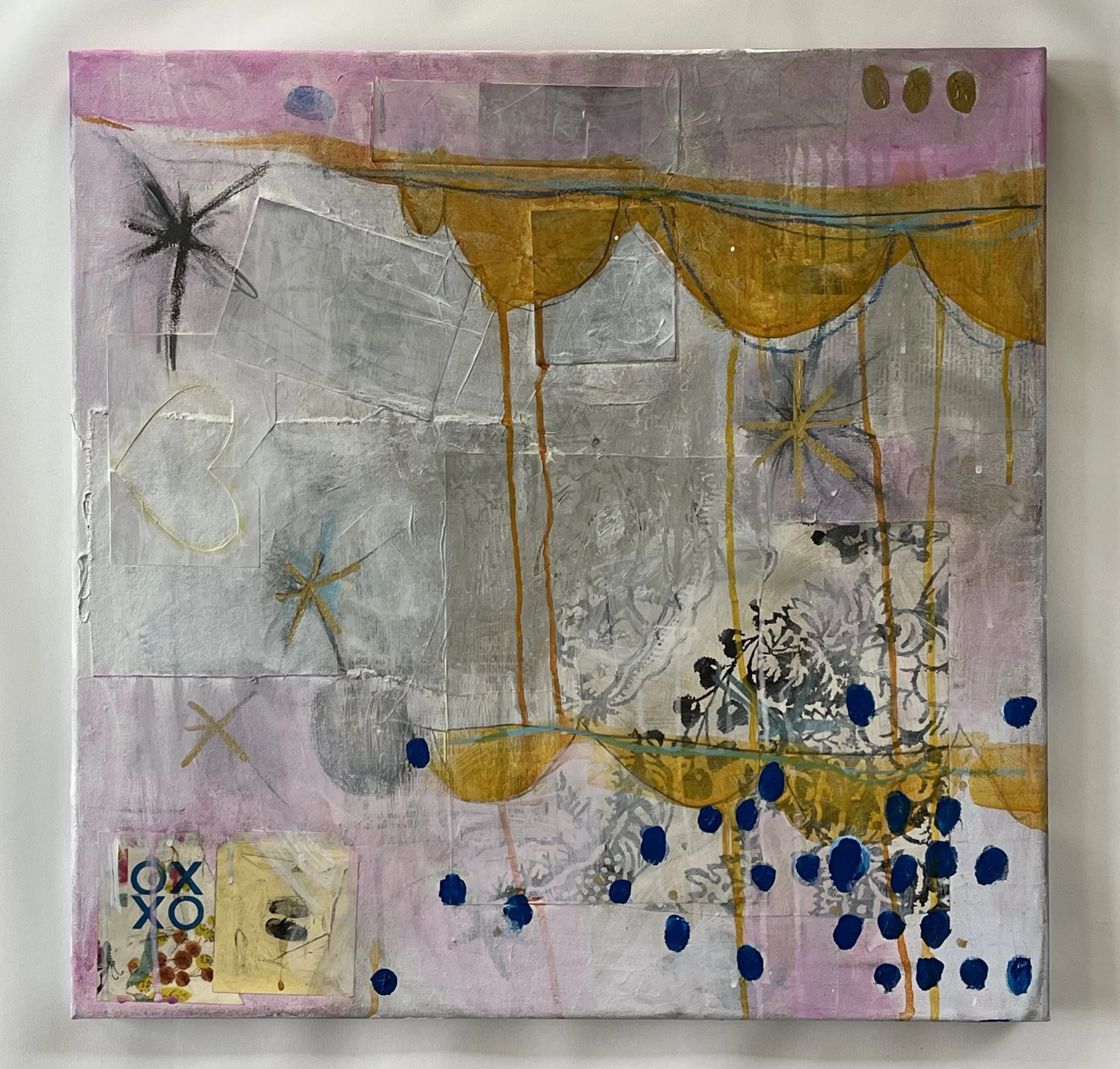 Acrylic & collage mixed media painting. Original by Bridget Walsh.