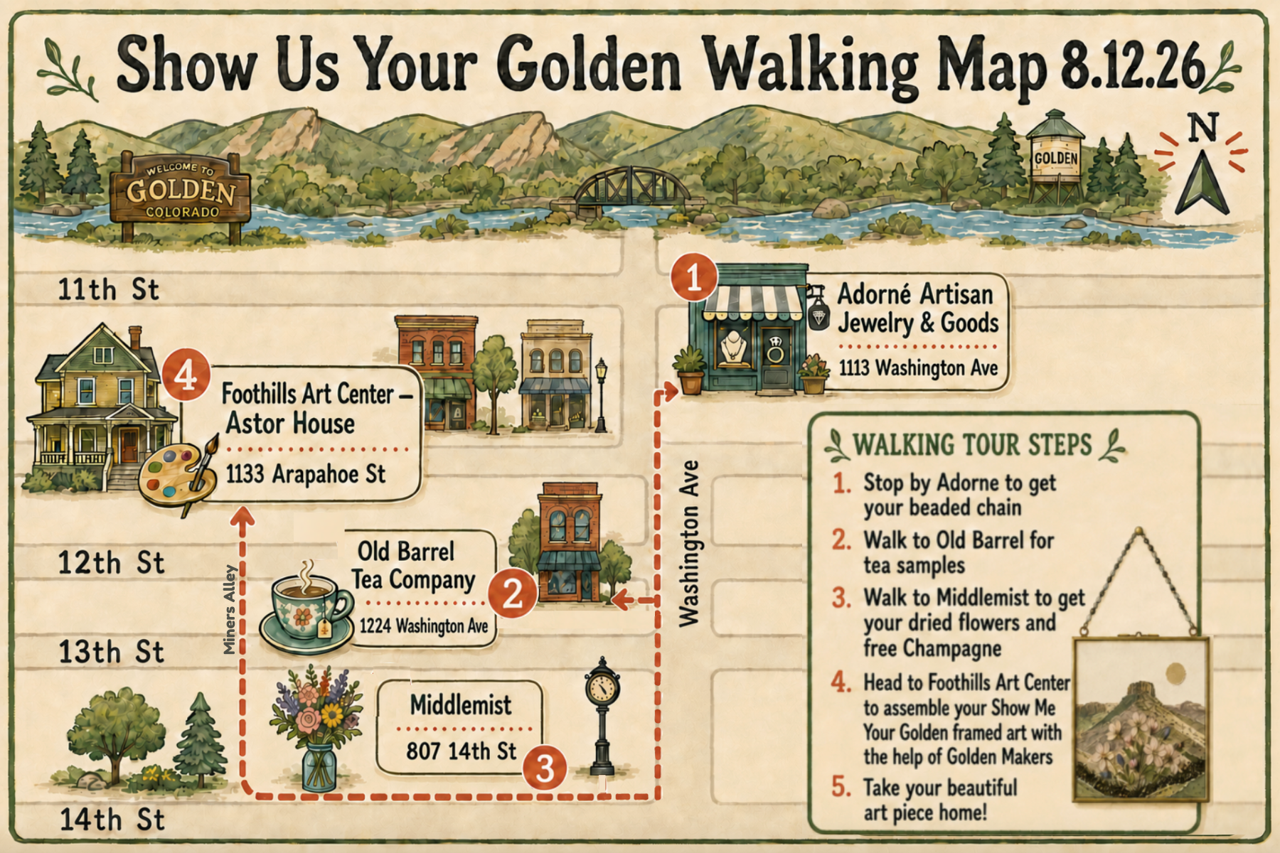 A map of the Golden Hour Mashup walking tour