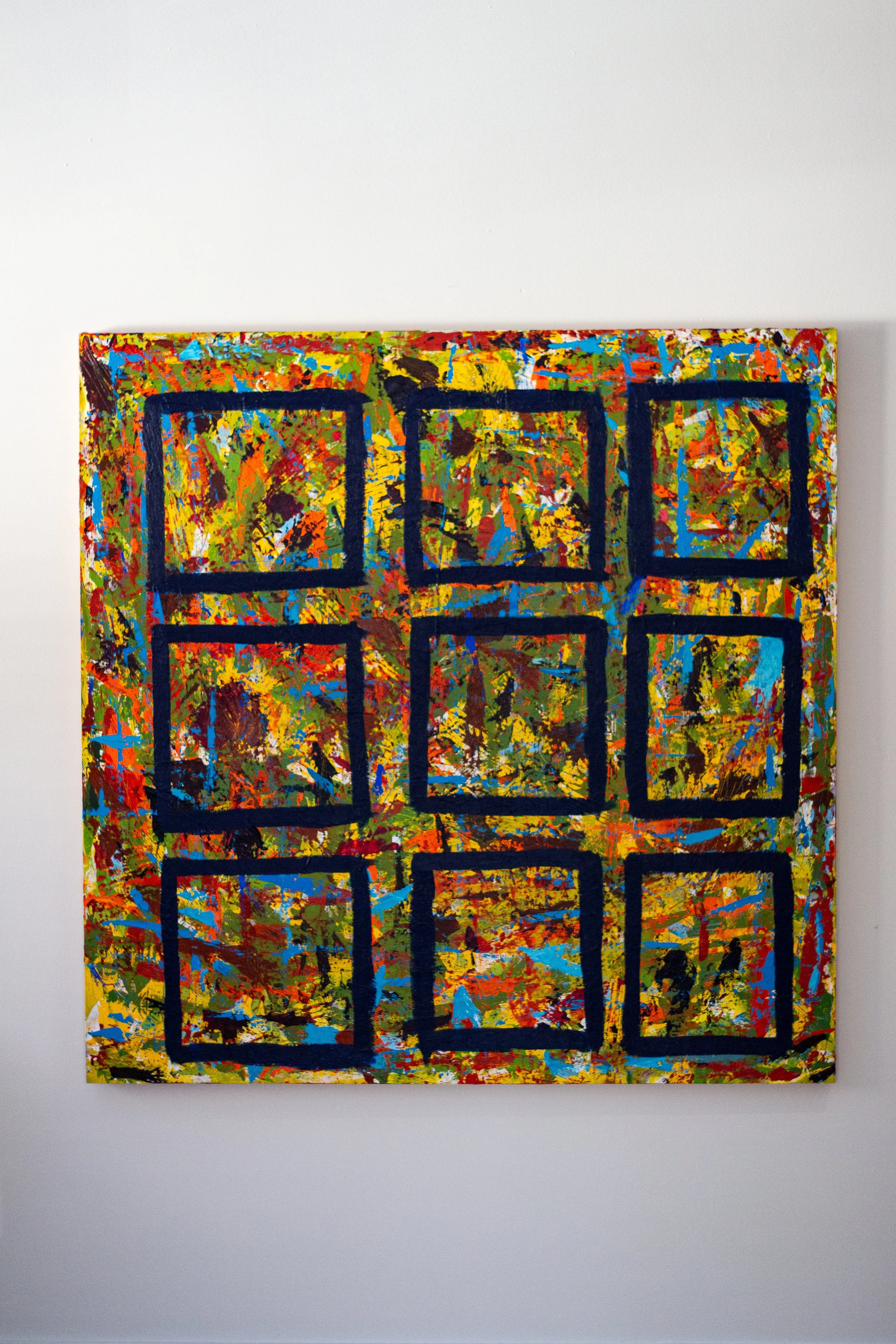 Acrylique & oil stick, panneau de bois 48" x 48"