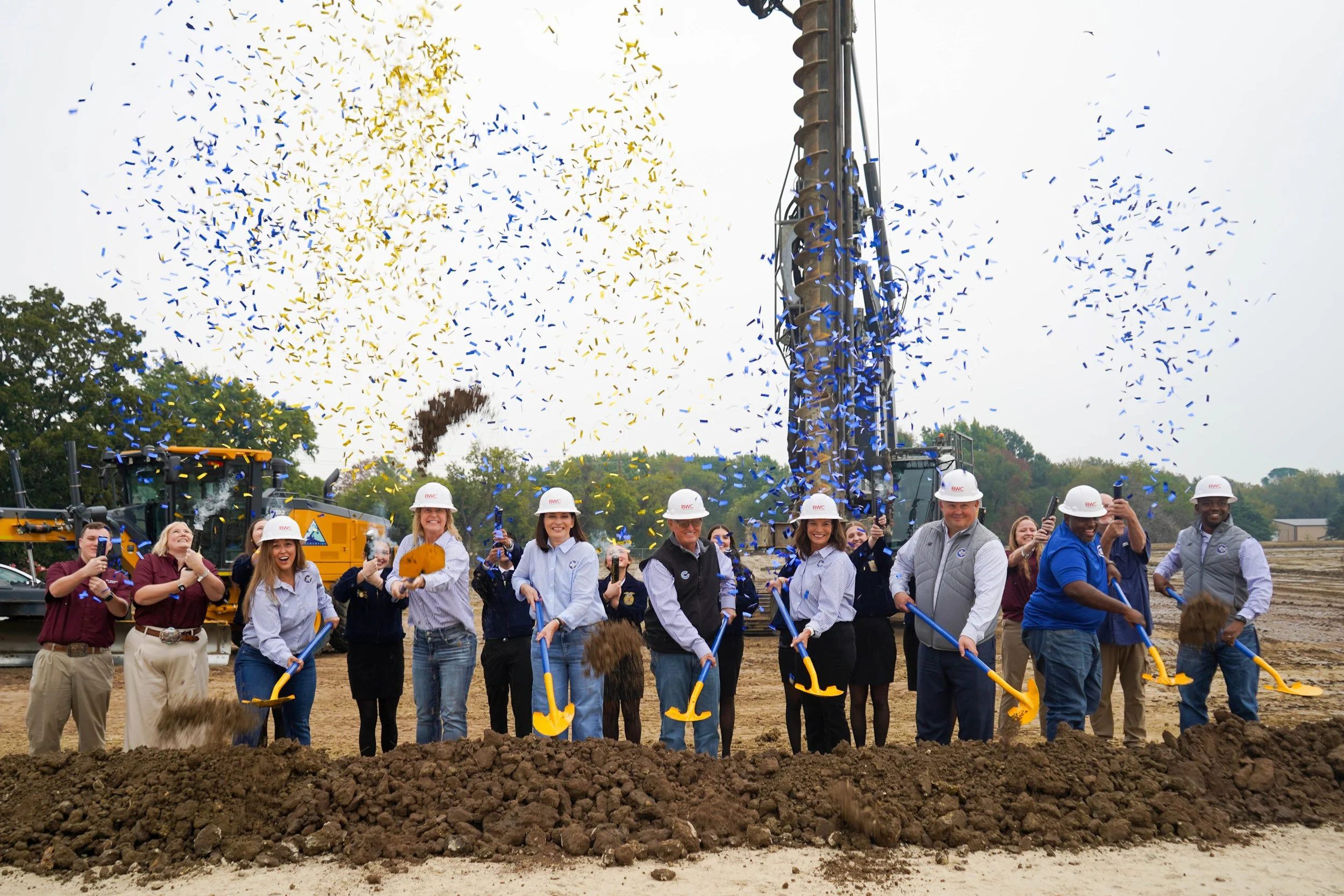 Corsicana ISD board and superintendent break ground on a new ag building