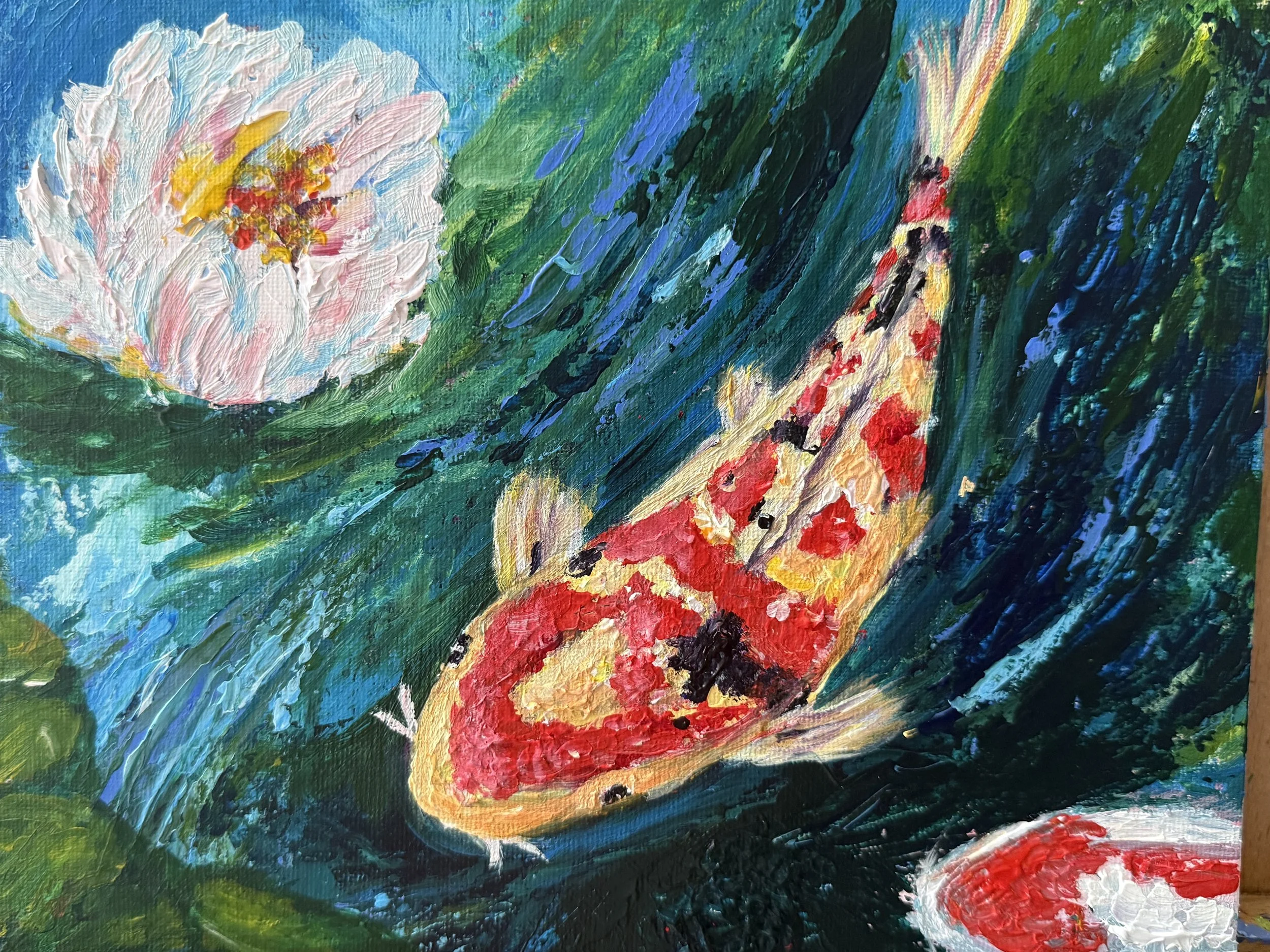 Golden Koi - acrylic on canvas panel 8”x10”