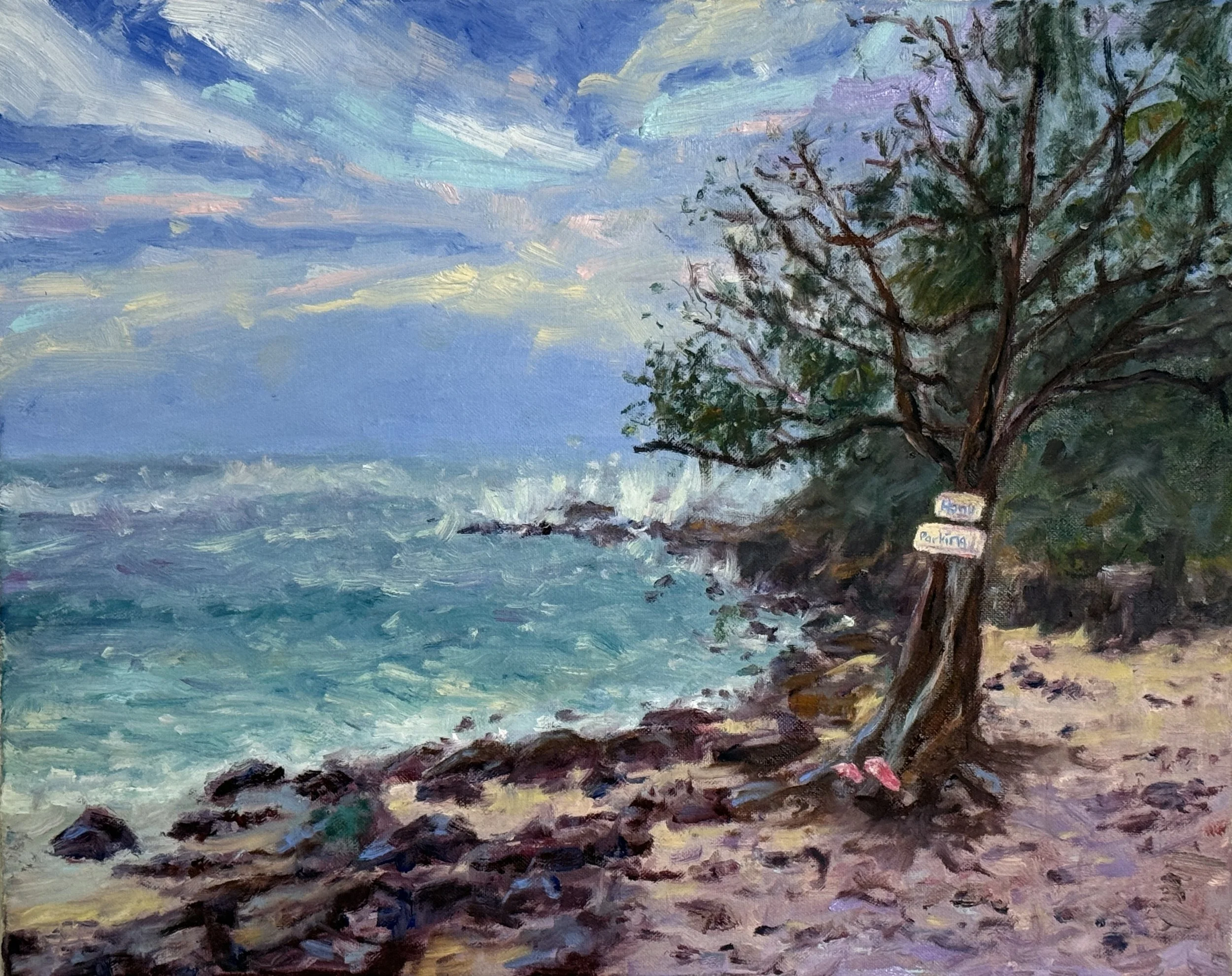Honu Parking Spot - Oil on Canvas 20”x16”