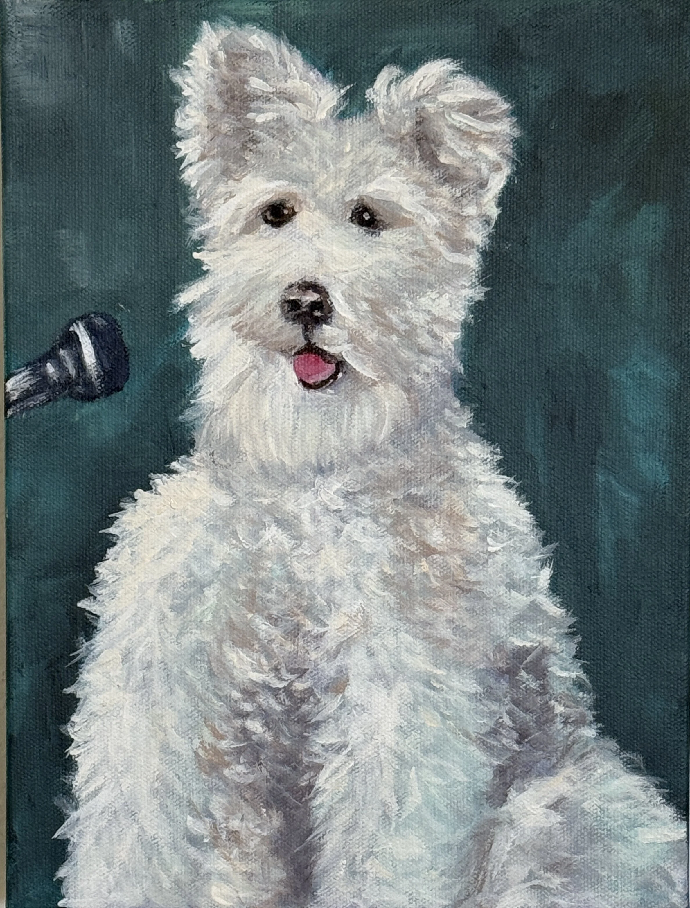 Mesurer Bob conquering stage fright - Acrylic on canvas 9”x12”