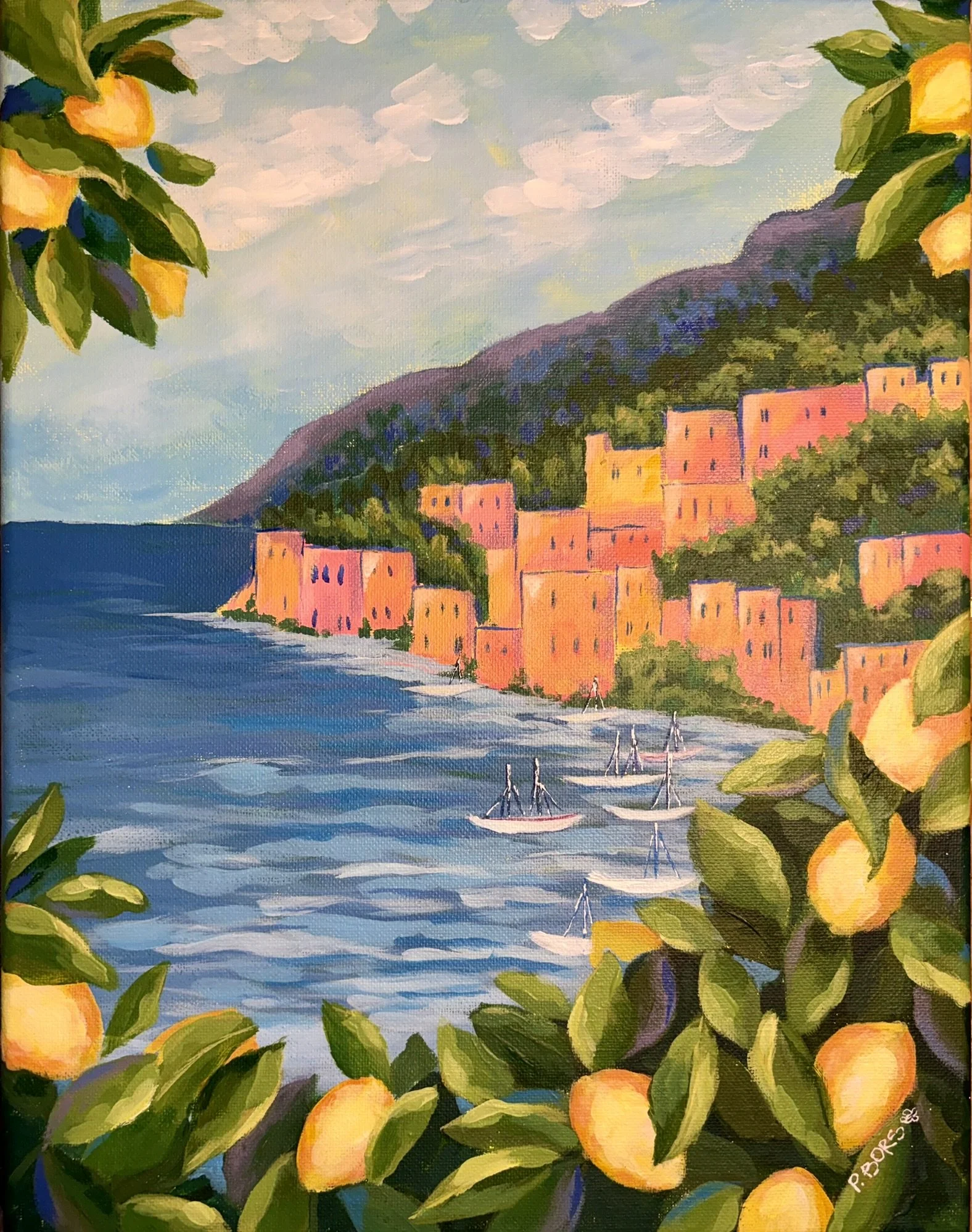 Amalfi Coast View - $125 unframed; acrylic 11 x 14 