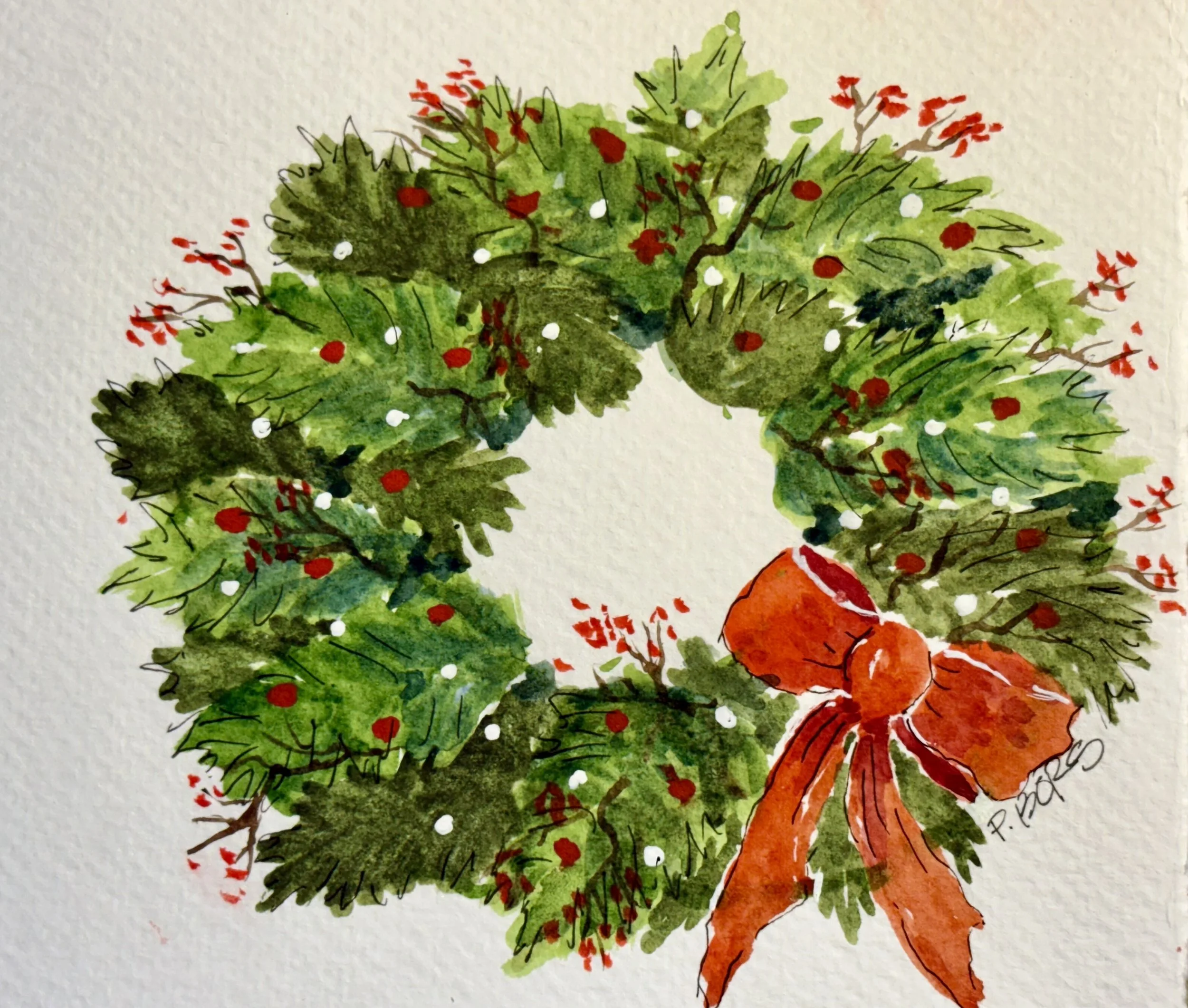 Holiday Wreath Greeting Card (5 x 7) $5.