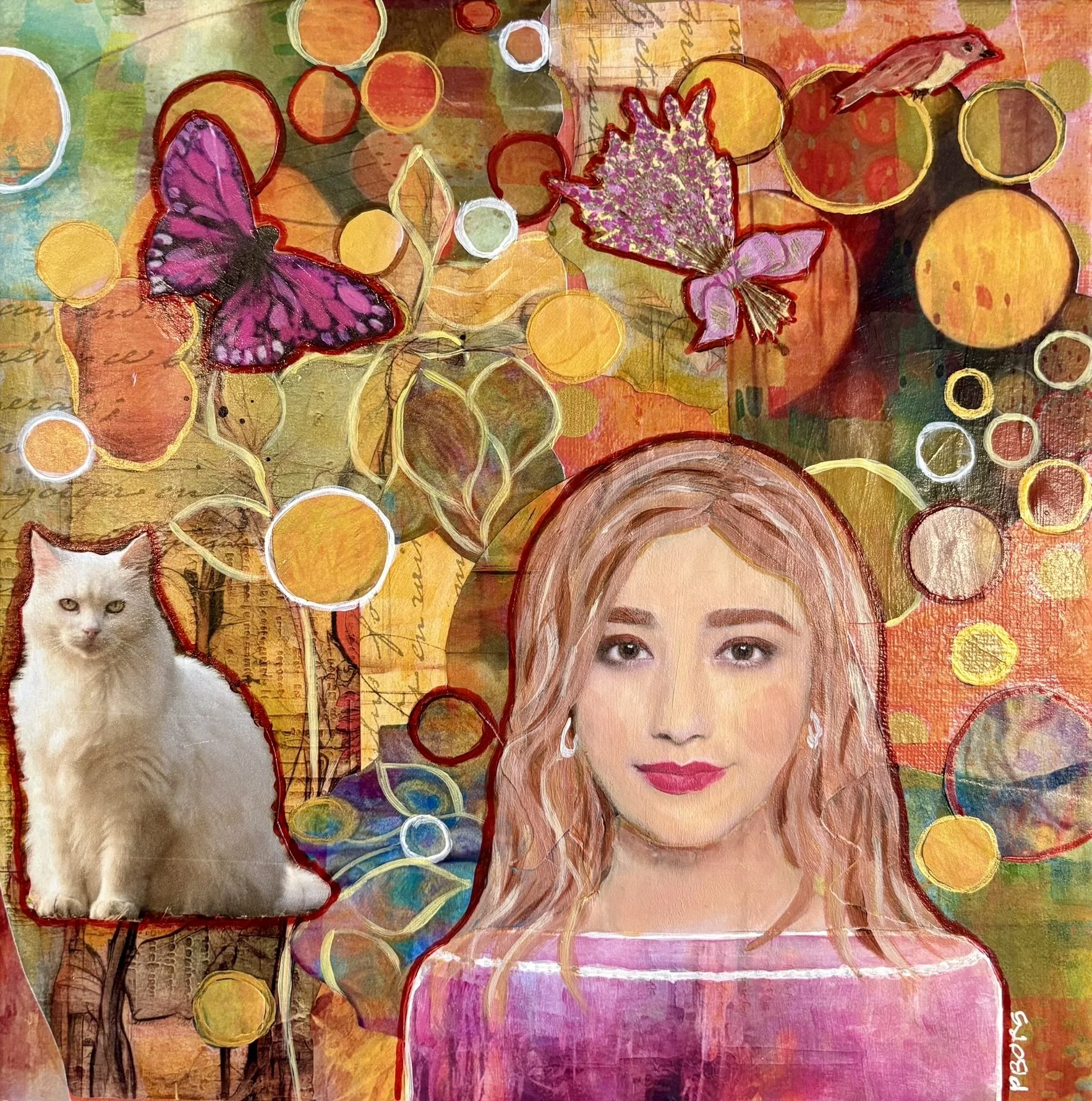 Young Woman's Dreams - 10 x 10 Multi-Media; $75 unframed; $100 framed