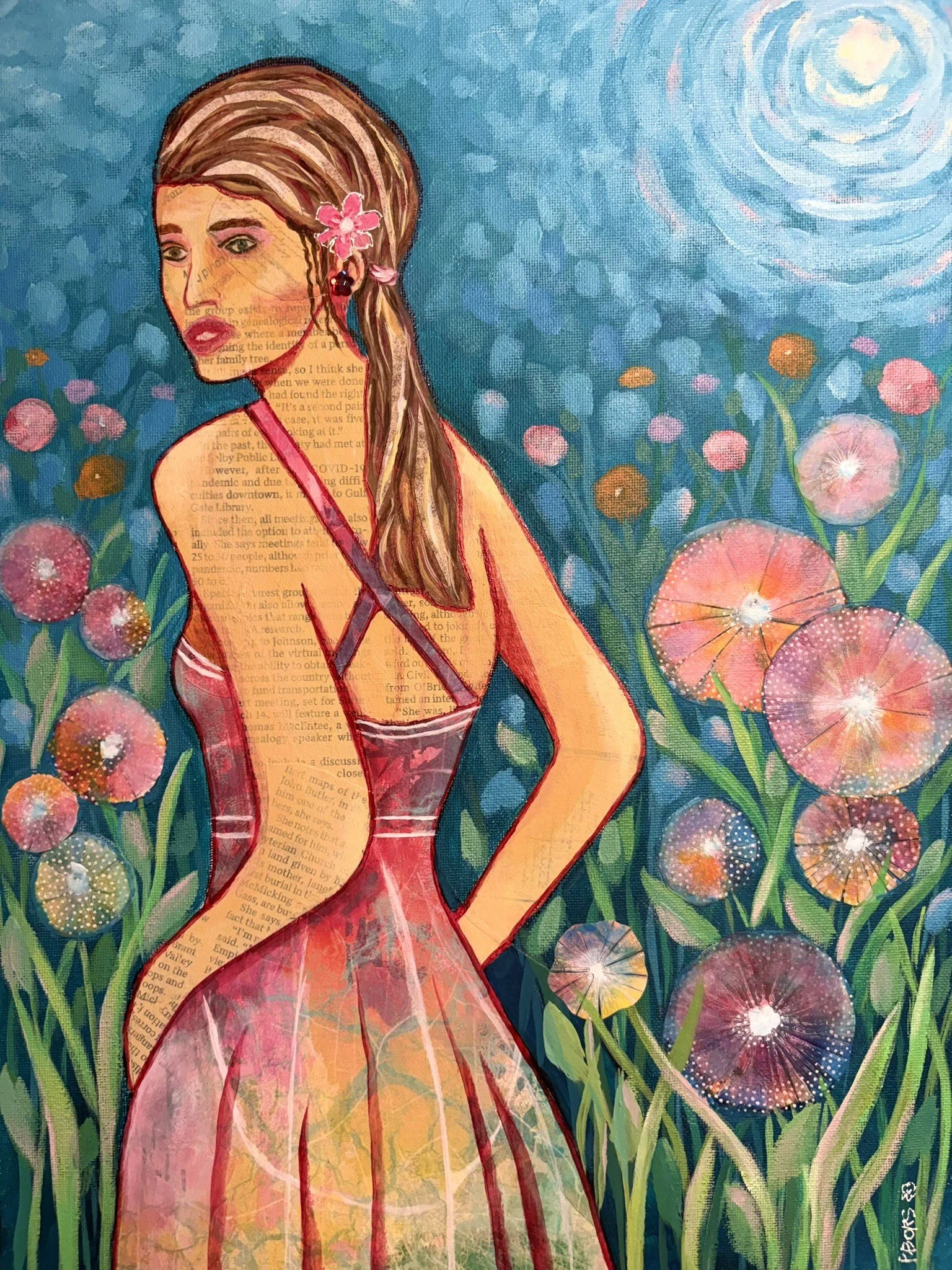 Moonlit Rendezvous - $100 unframed; 12 x 16 multi-media on canvas board