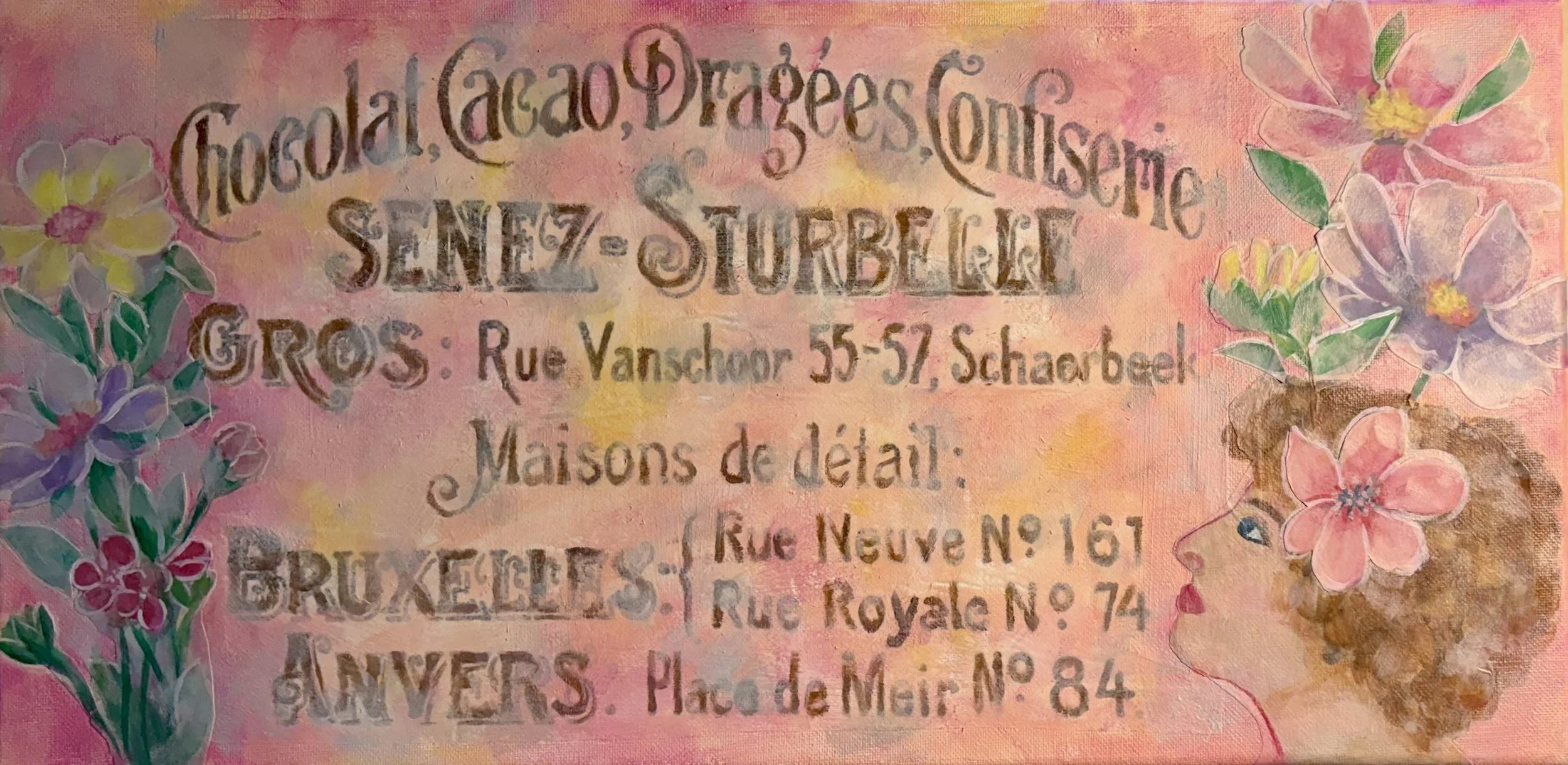 Distressed French Sign - 10" x 20" acrylic; $100 unframed