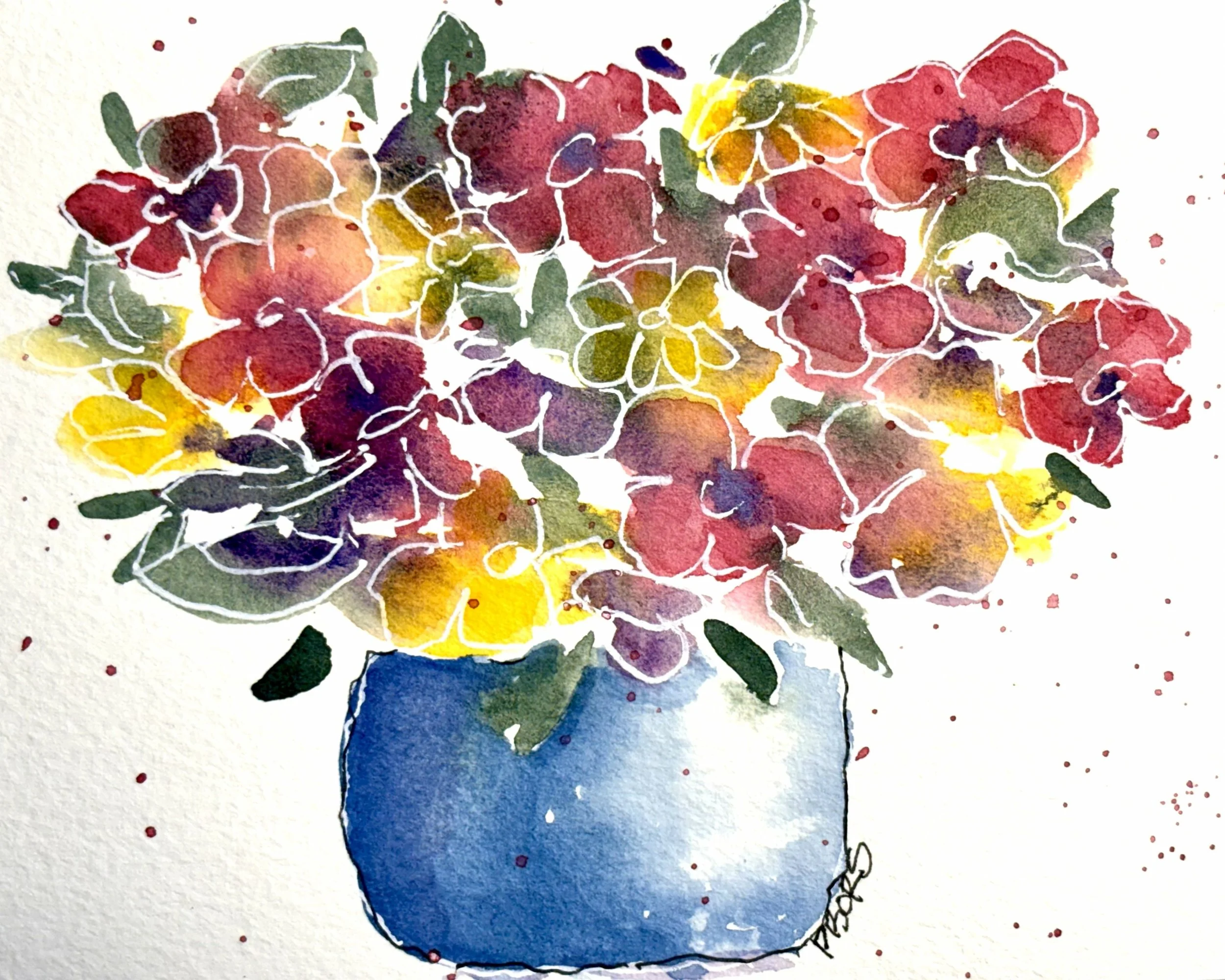 Happy Spring! Greeting Card 5 x 7 watercolor; $7.50 upon request; quantity discount available