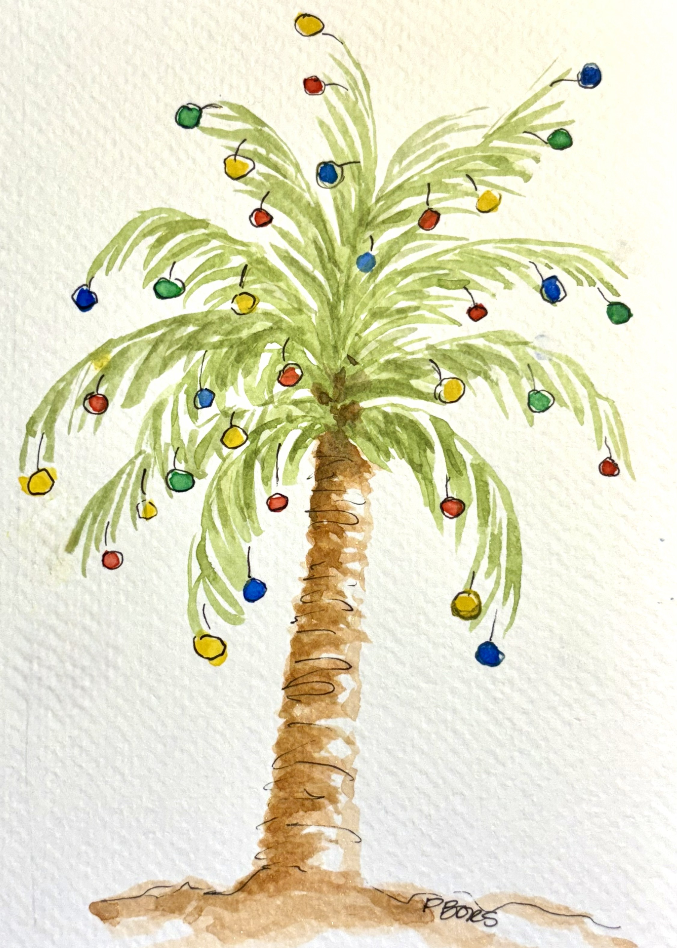 Holiday Palm Tree Greeting Card (5 x 7) $5.