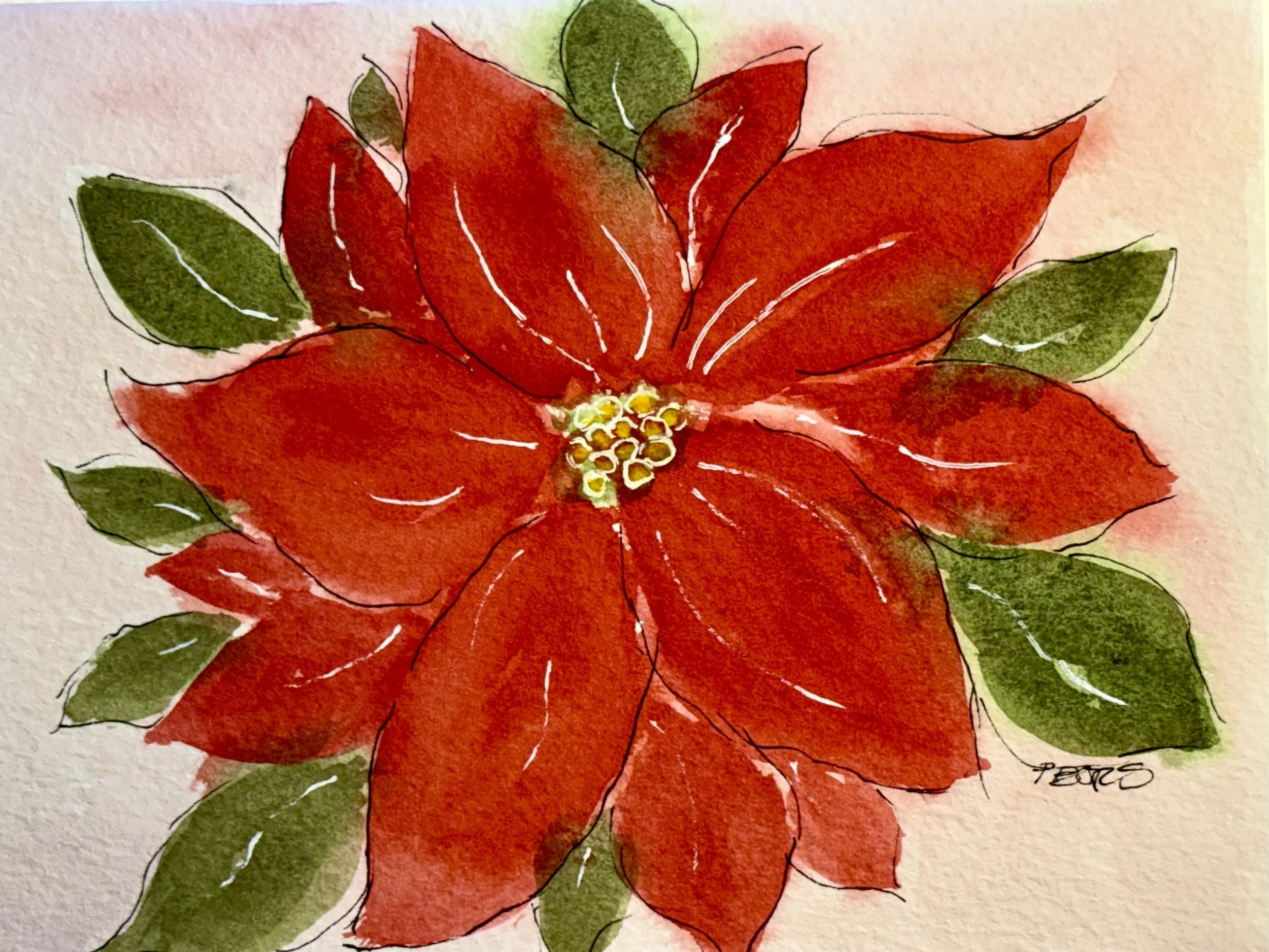 Holiday Poinsettia Greeting Card (5 x 7) $5.