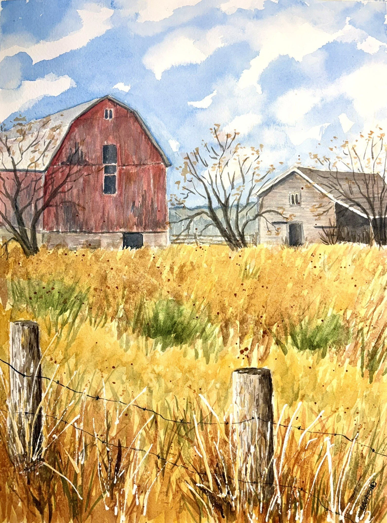 The Old Red Barn - 11 x 14 watercolor; $175 Framed