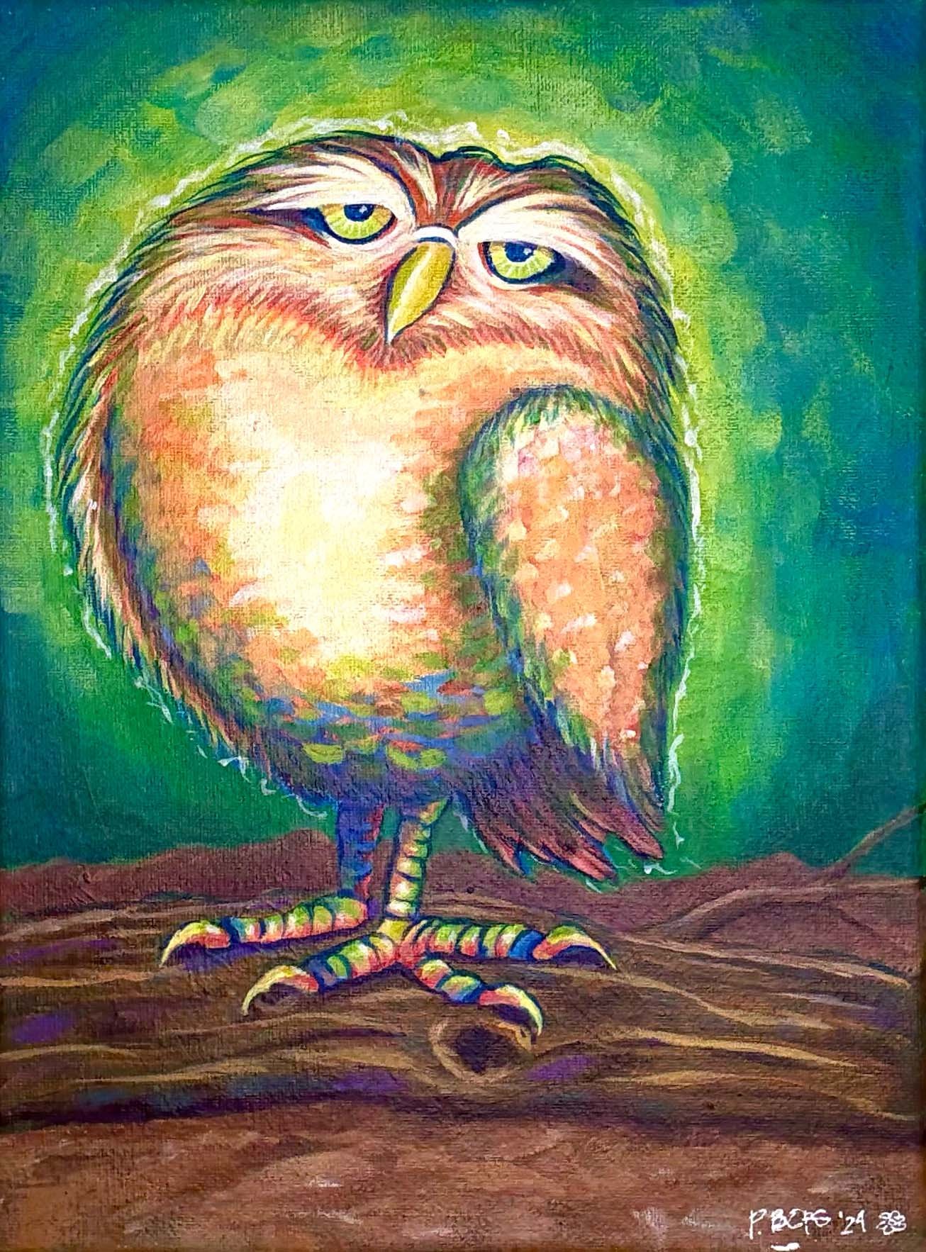 Wise Owl - $100 unframed; acrylic 9 x 12