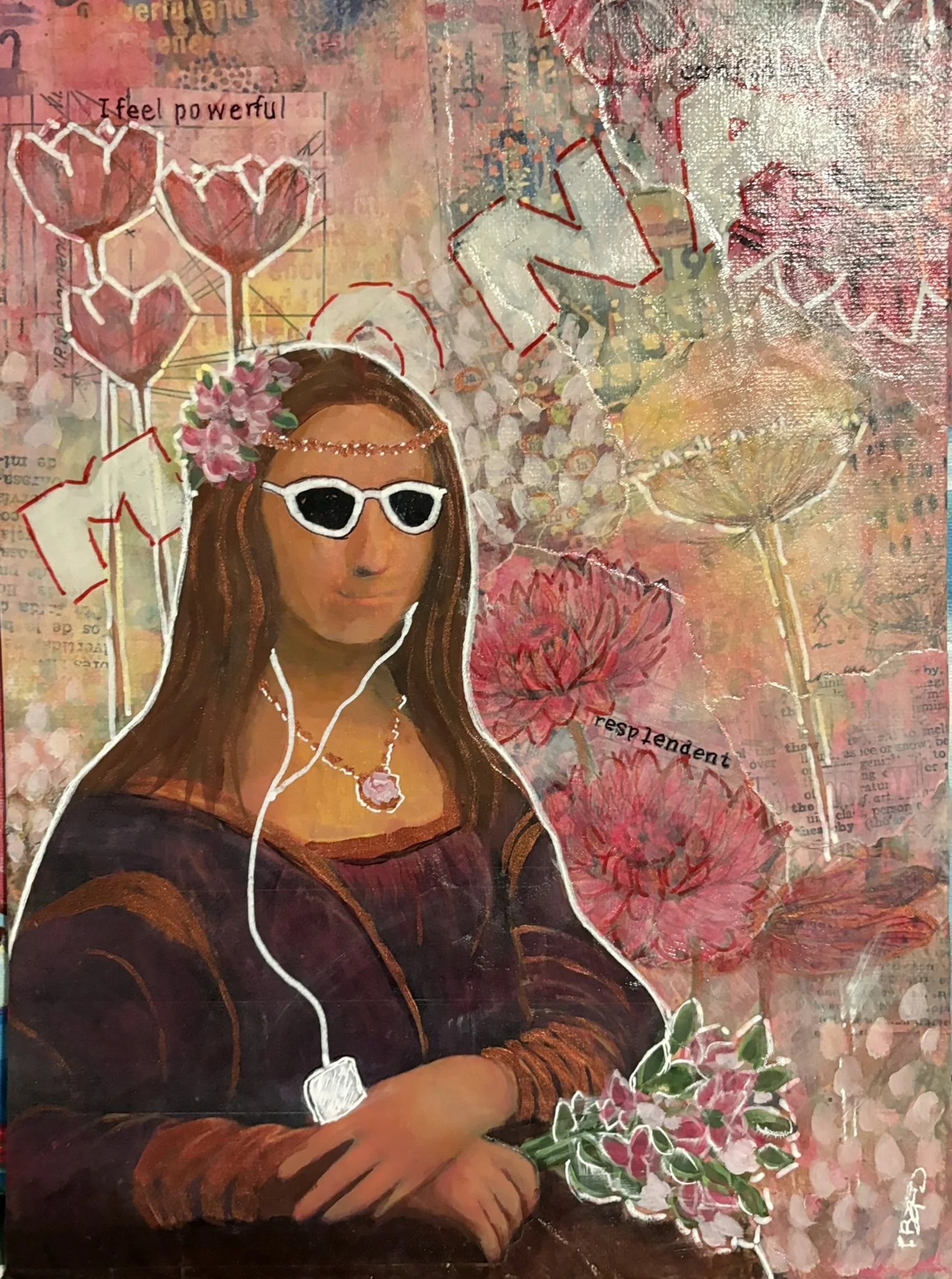 Pop Mona - 9 x 12 acrylic on canvas board; $75 unframed