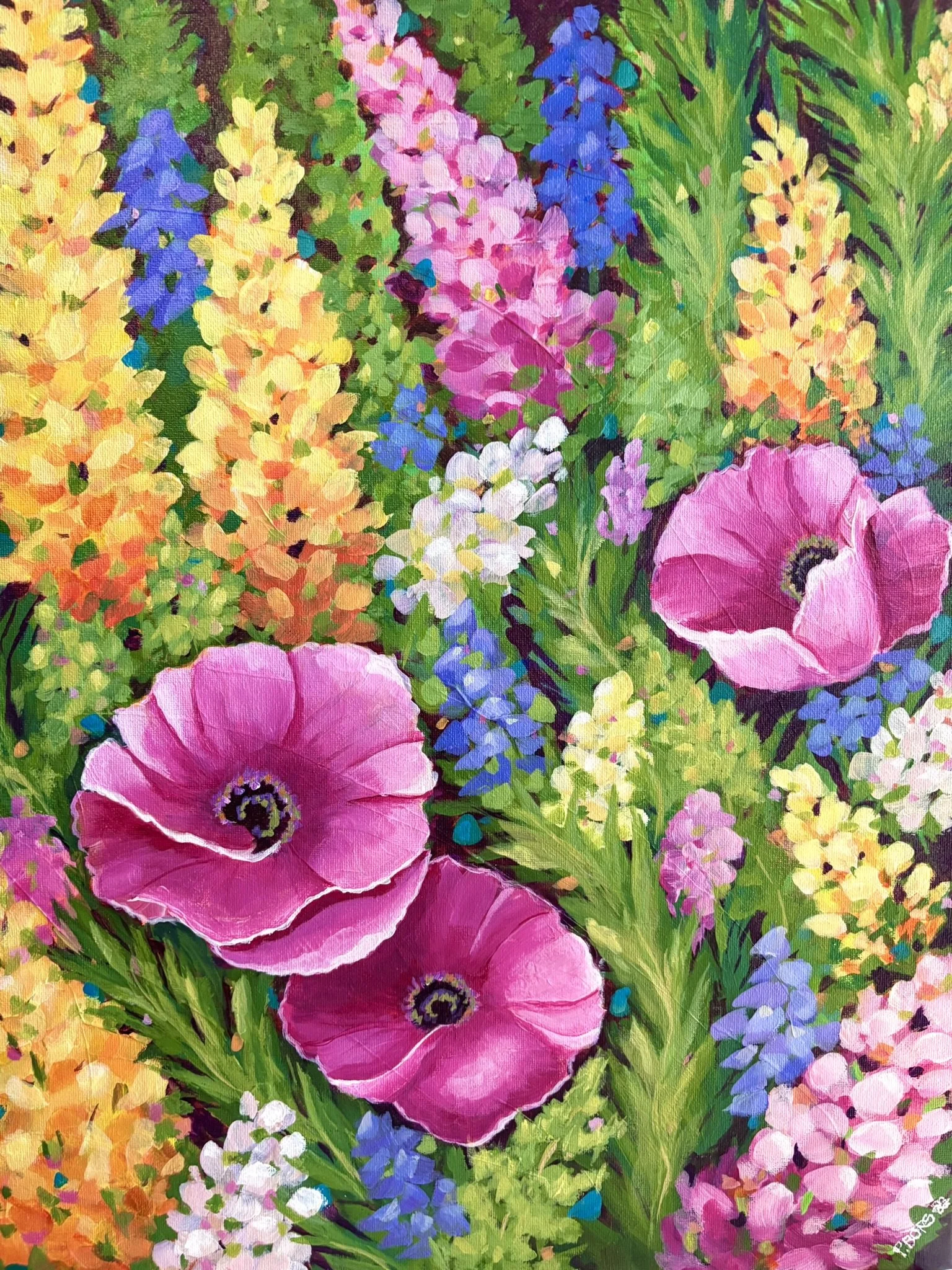 Summer Garden - 16 x 20 acrylic; $150 unframed; $200 framed