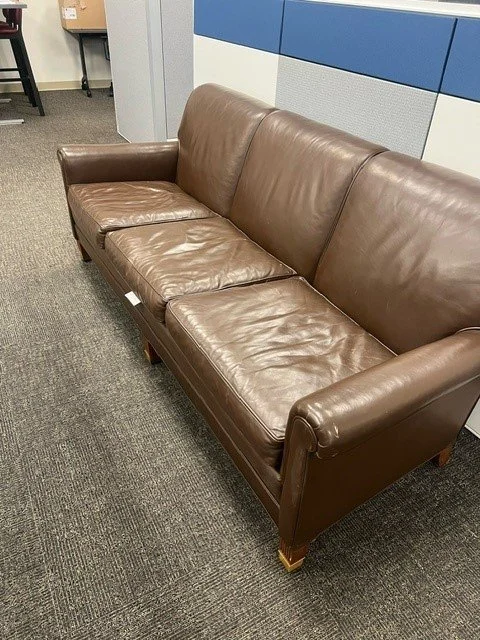 Brown leather sofa