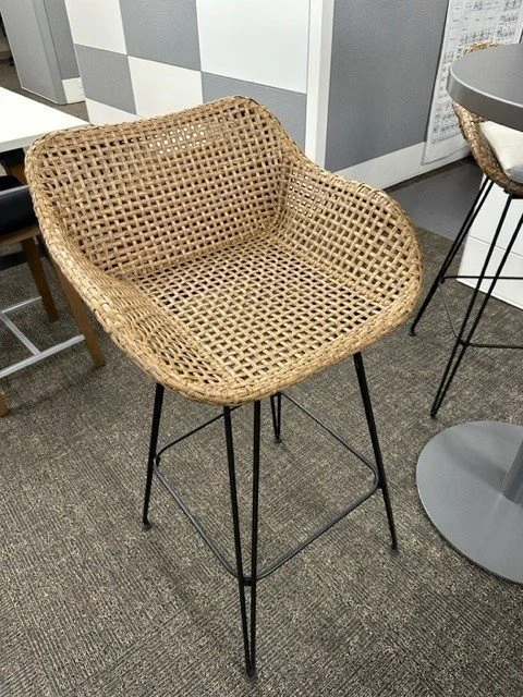 Wicker and Iron Outdoor Barstools - Set of 4