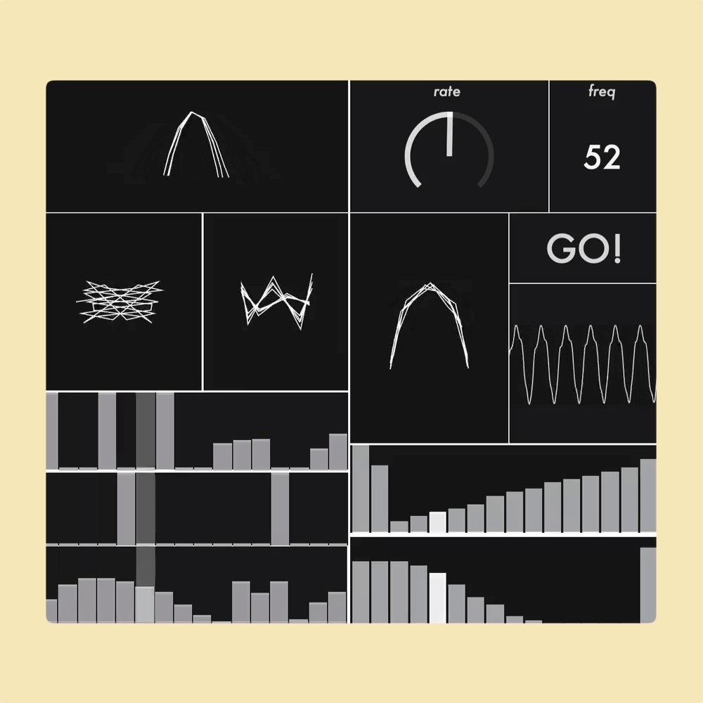 Audio analysis interface showing waveform visualizations, rate and frequency controls.